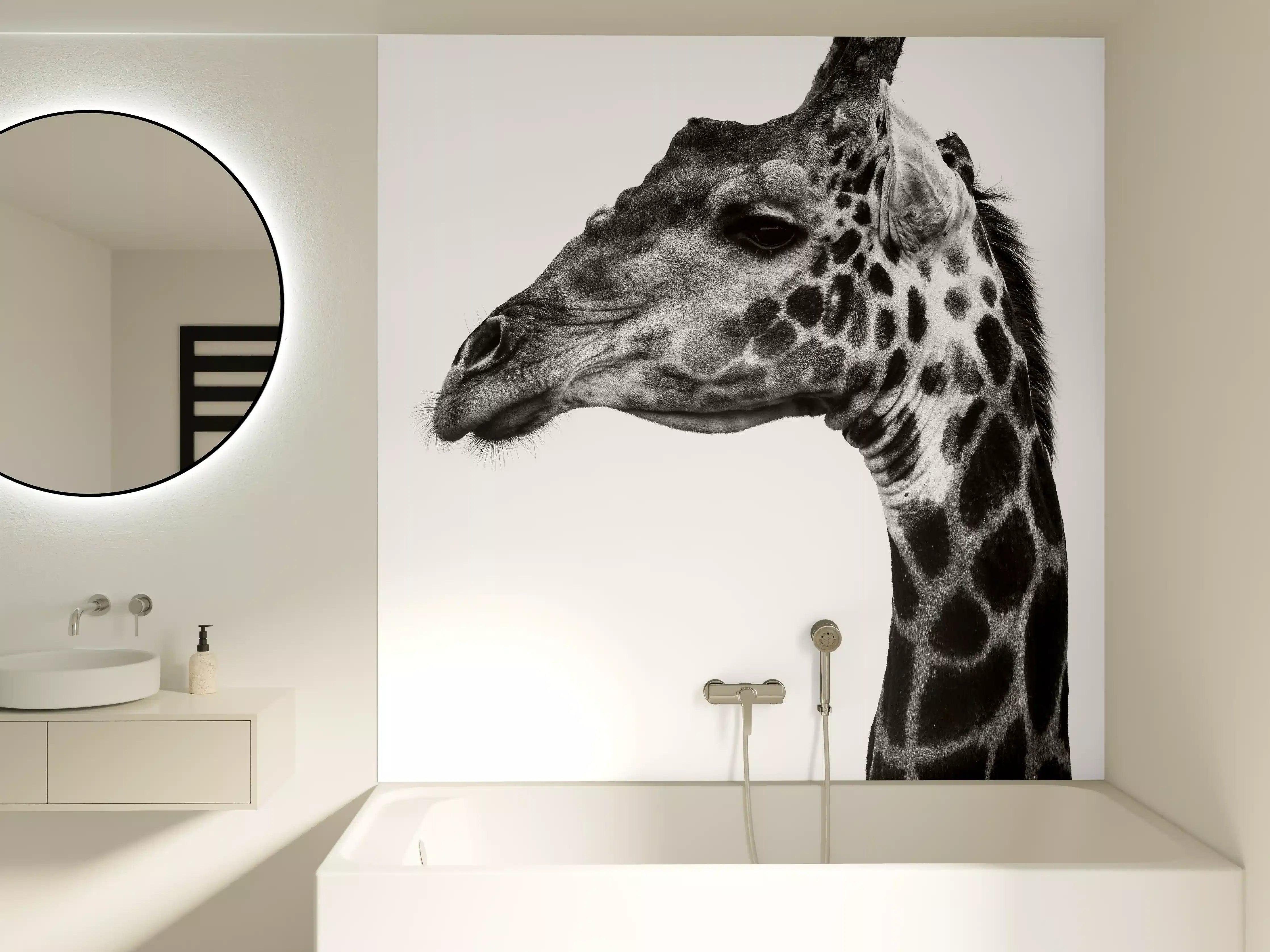 Badewannen-Rückwand - Giraffe - schwarz-weiß