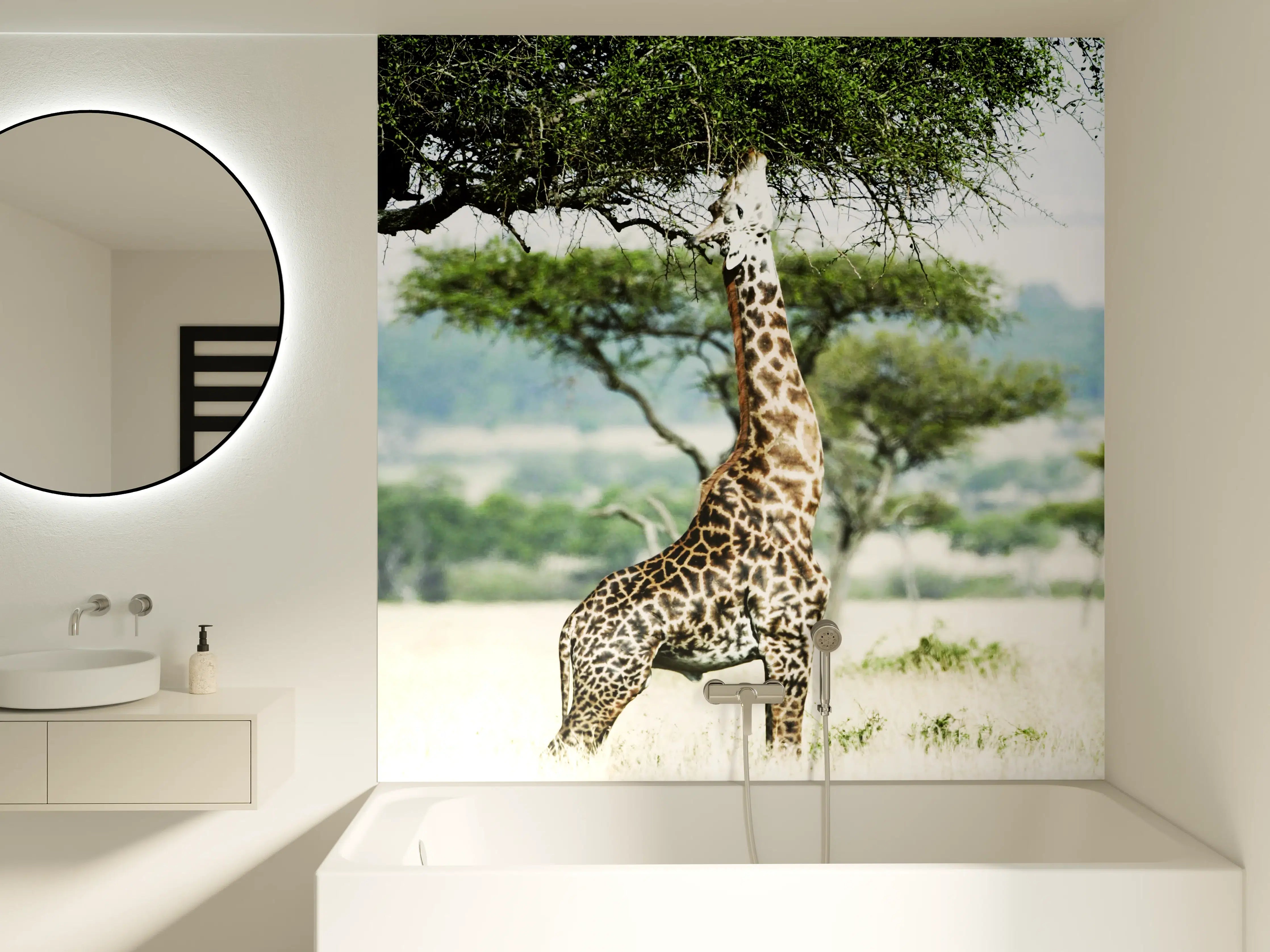Badewannen-Rückwand - Giraffe in der Savanne
