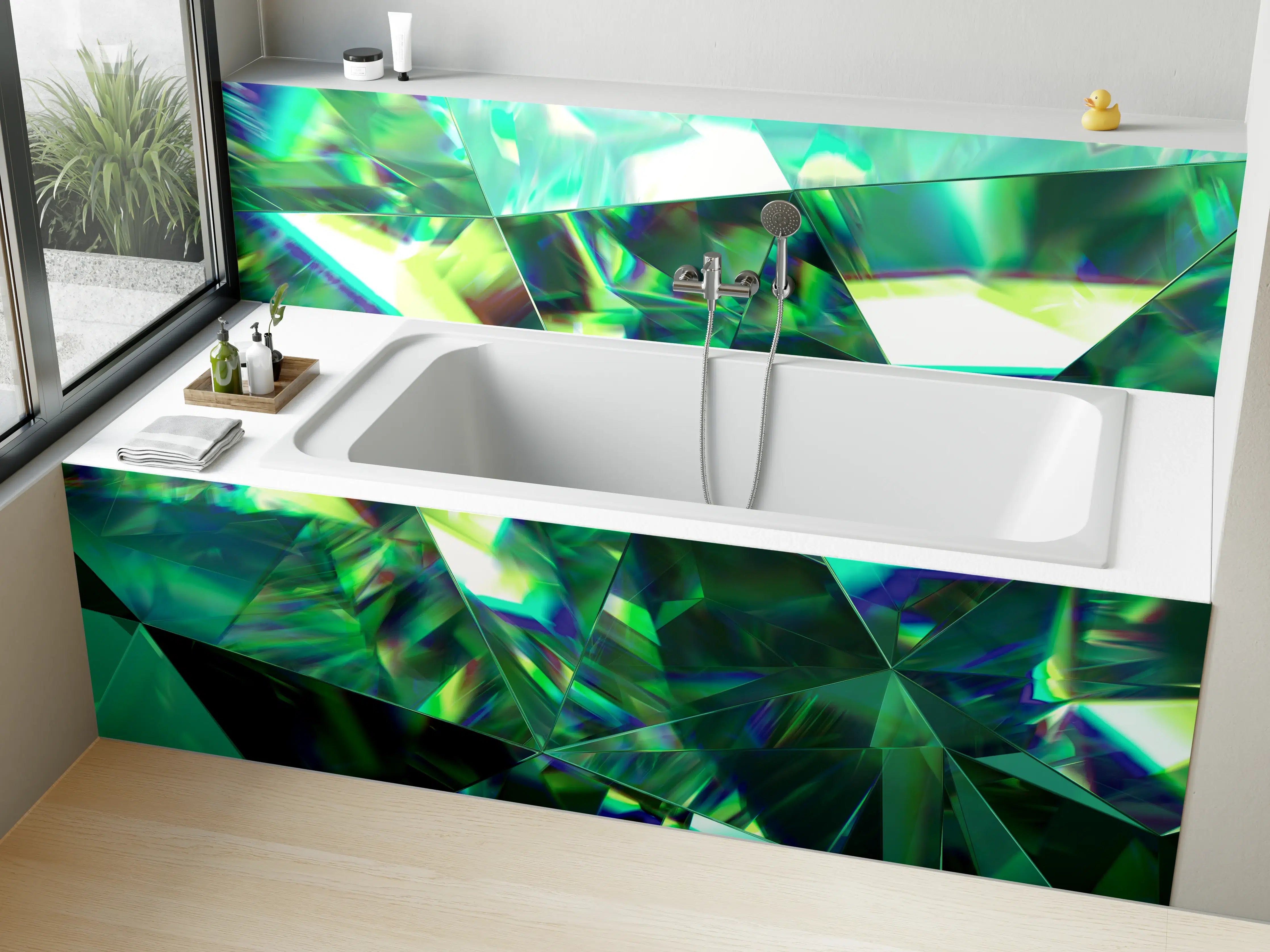 Badewannen-Rückwand - Glänzende Grautöne im Kristallglanz