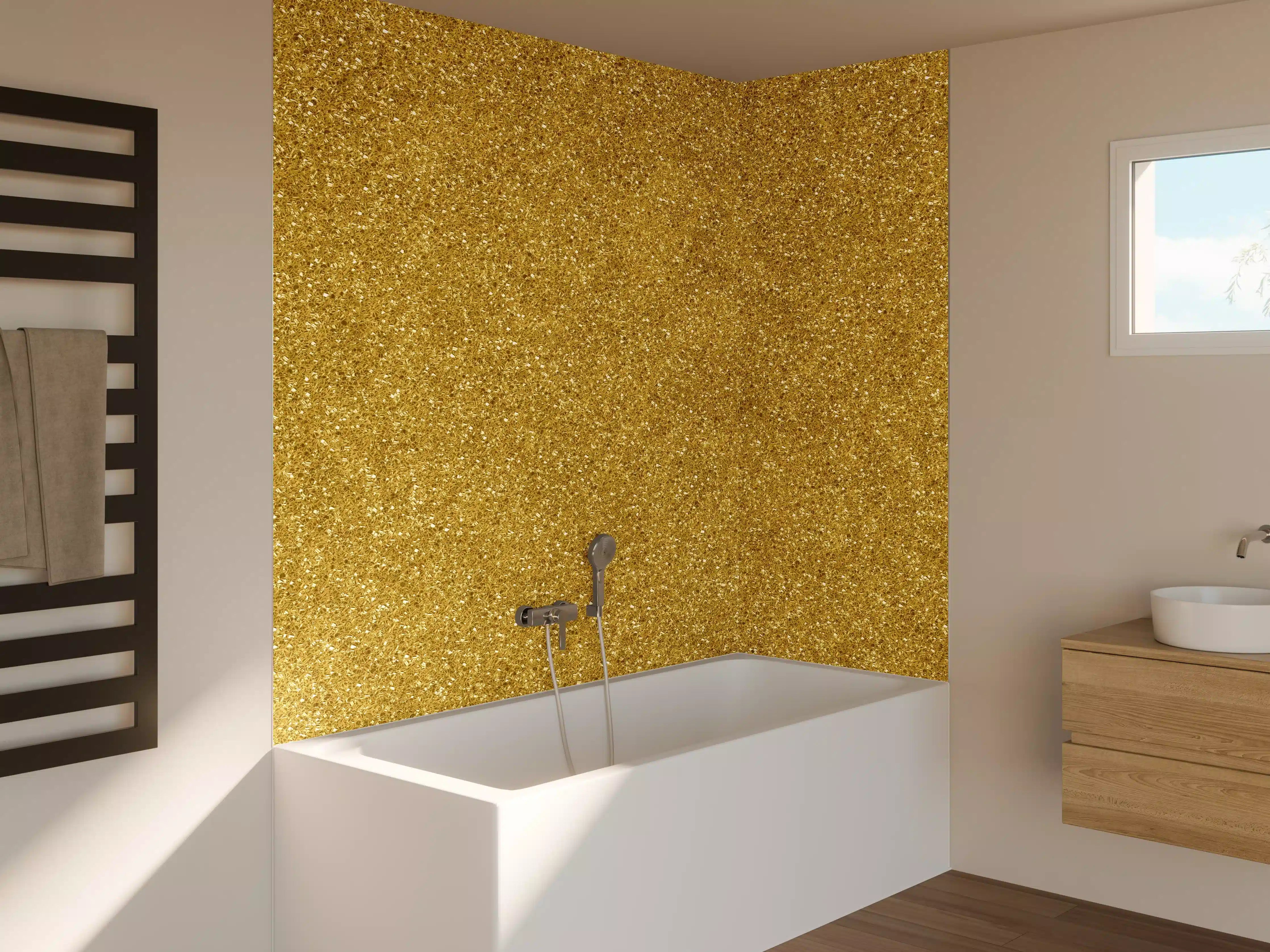 Badewannen-Rückwand - Gold Glitter Textur