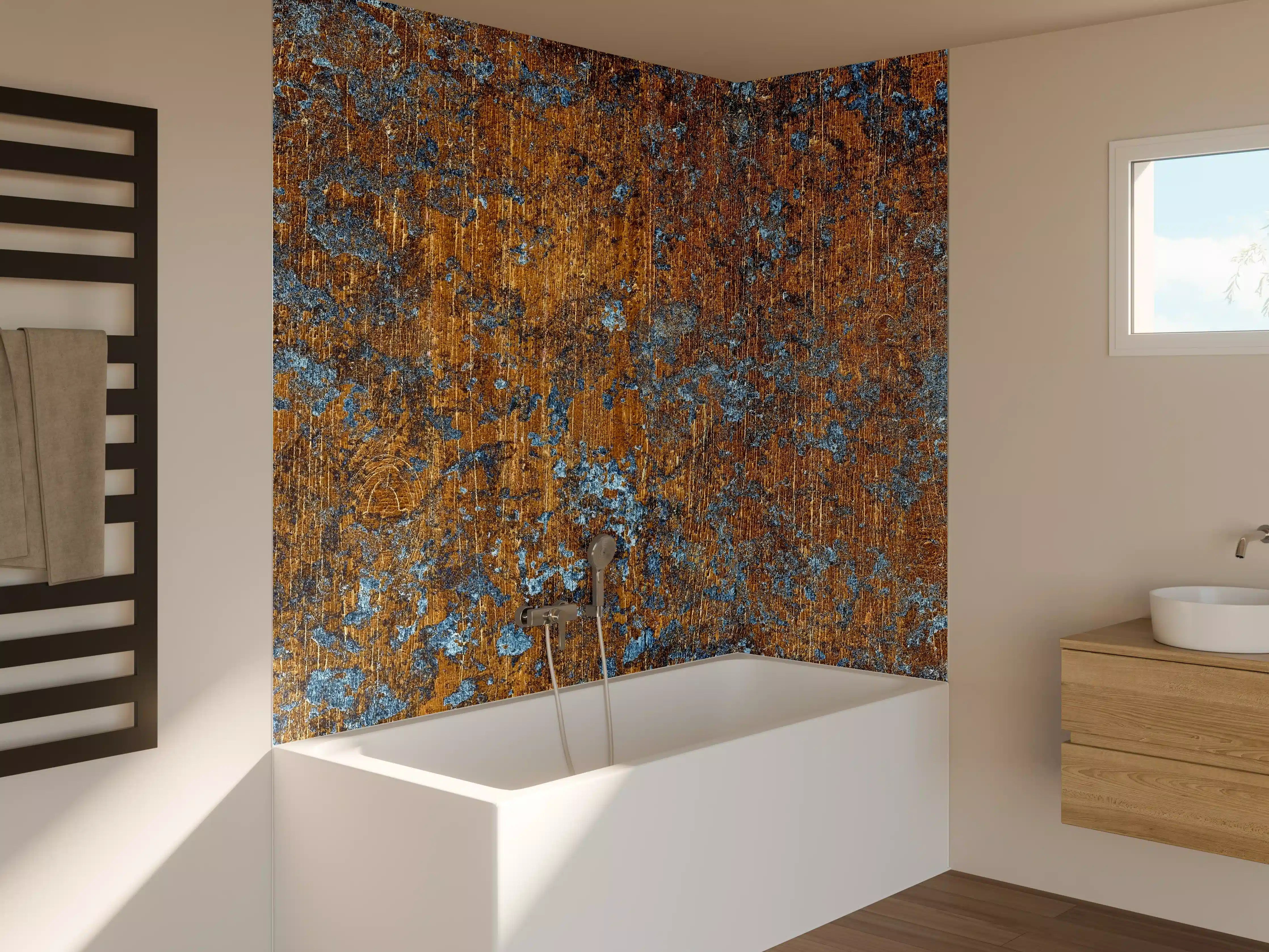 Badewannen-Rückwand - Gold-blaue alte Metalltextur