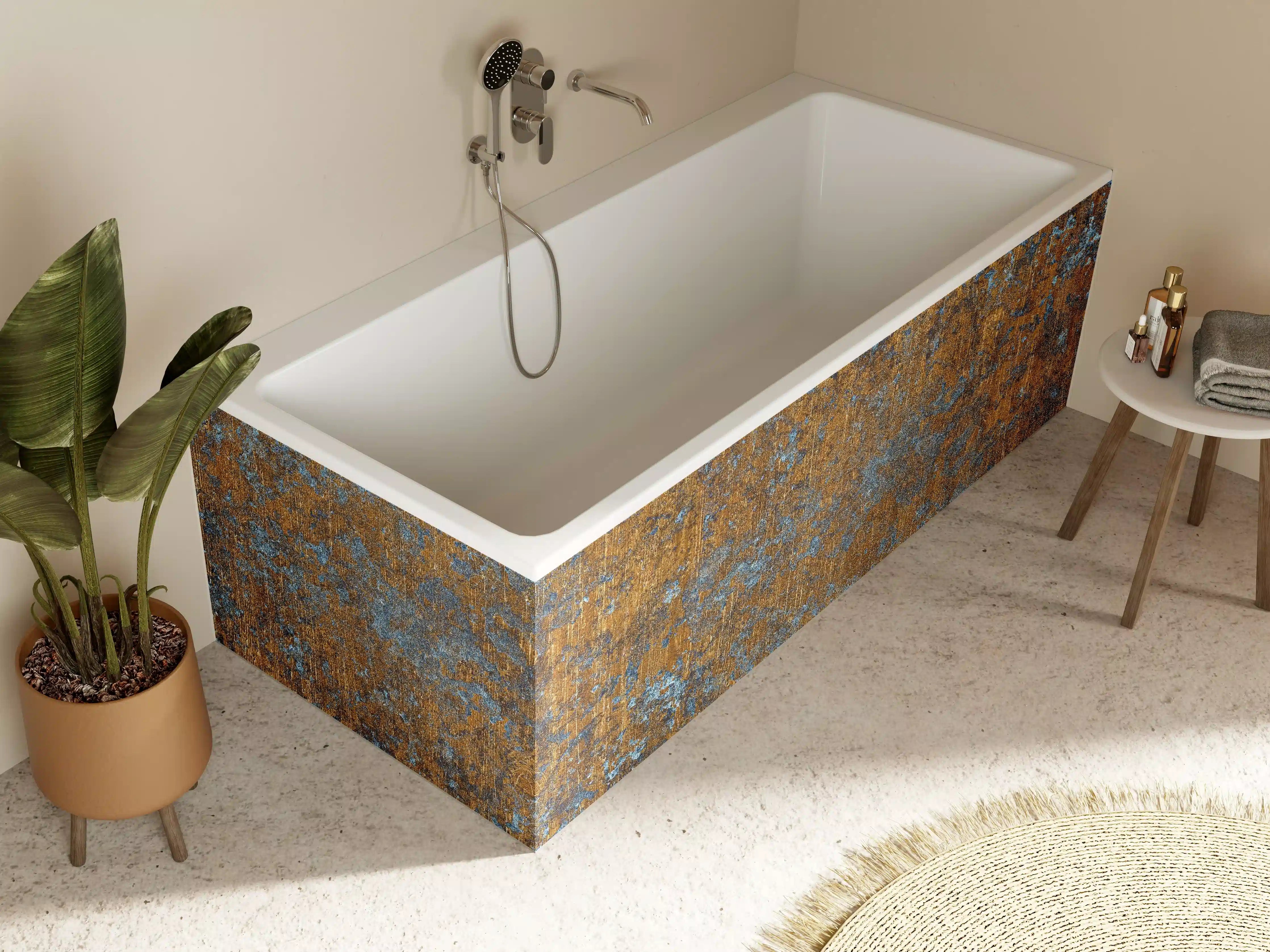 Badewannen-Rückwand - Gold-blaue alte Metalltextur