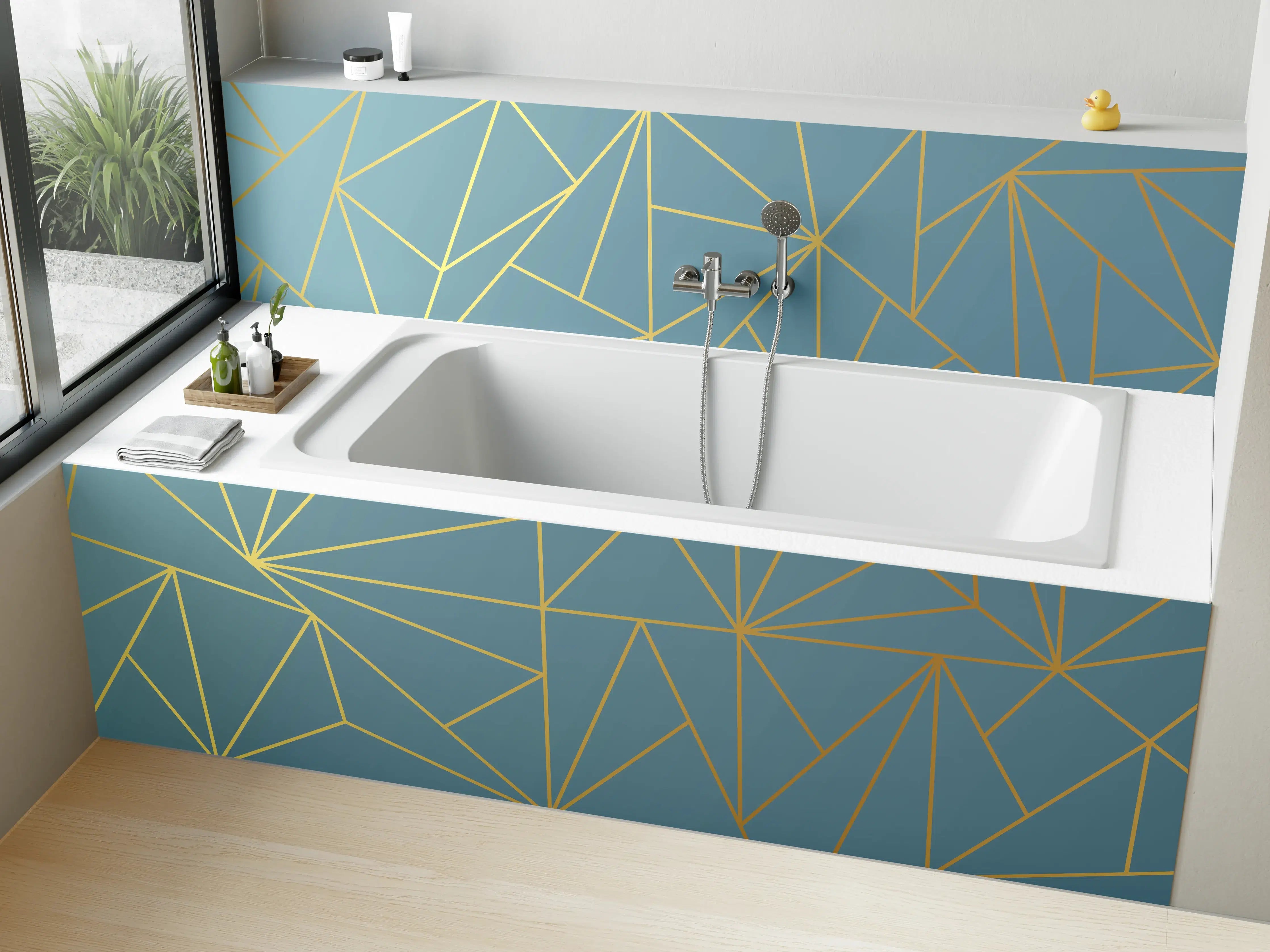 Badewannen-Rückwand - GoldLine Geometrische Kunst