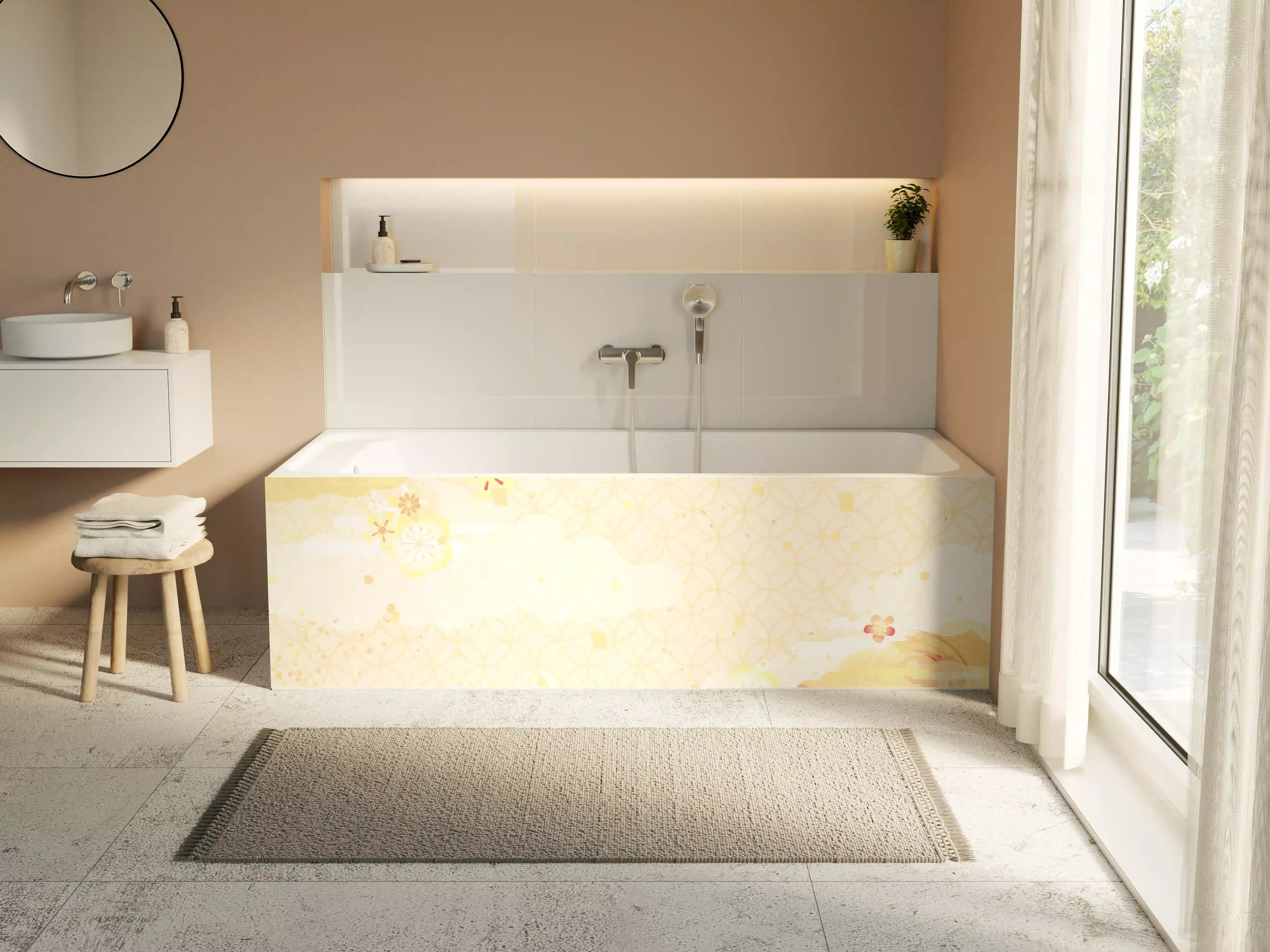 Badewannen-Rückwand - Goldbeige Abstrakte Musterkunst