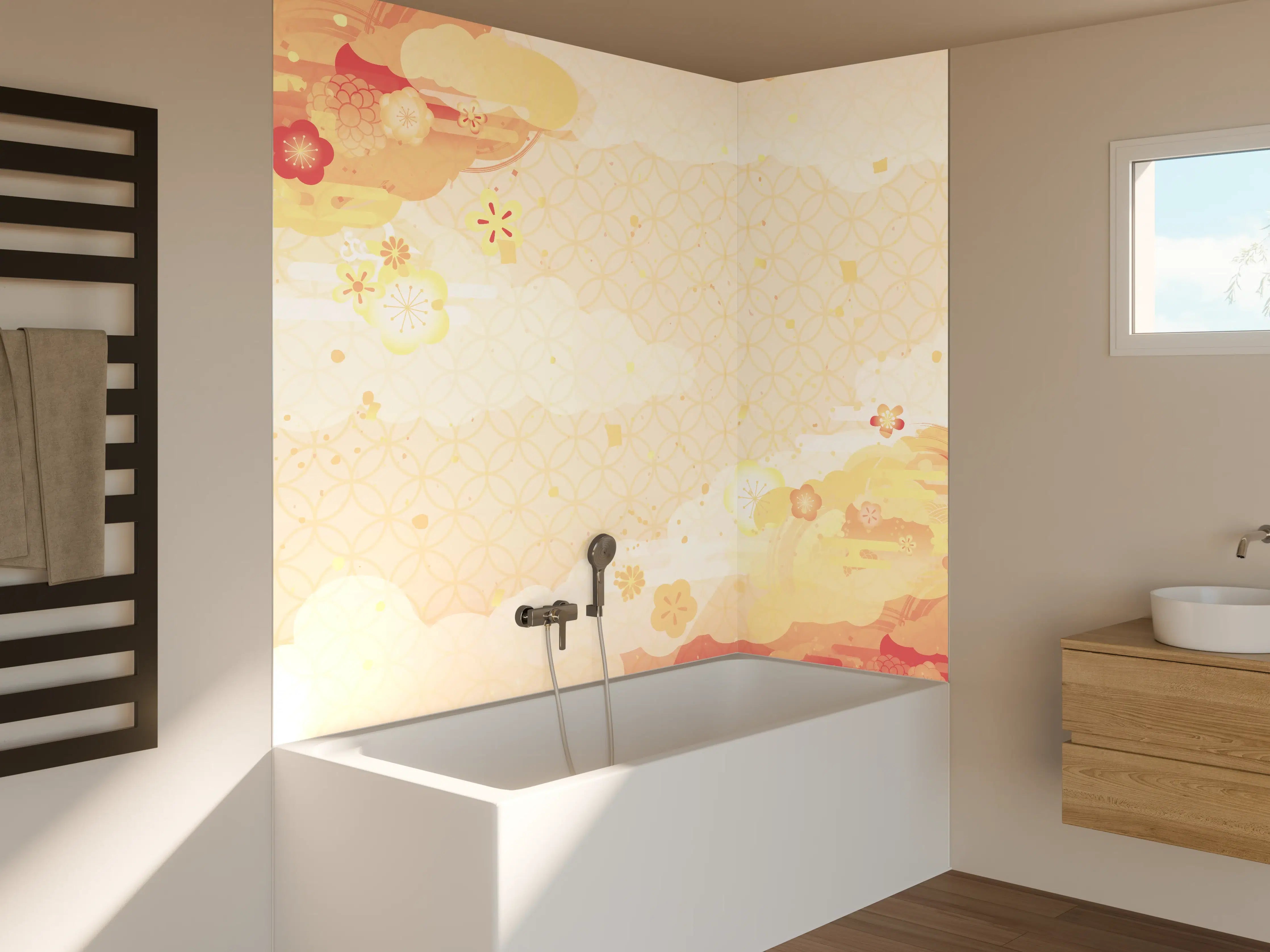 Badewannen-Rückwand - Goldbeige Abstrakte Musterkunst