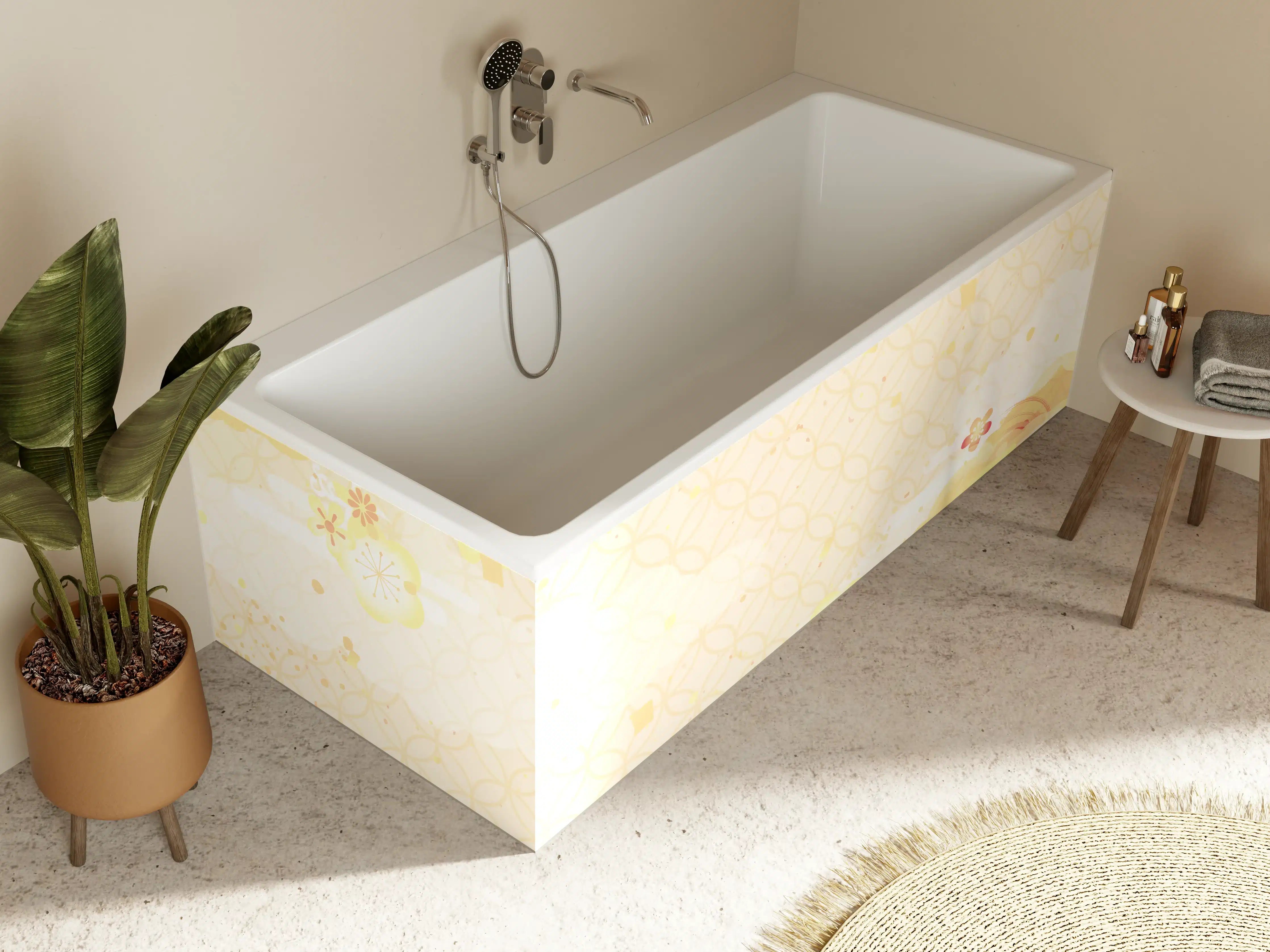 Badewannen-Rückwand - Goldbeige Abstrakte Musterkunst