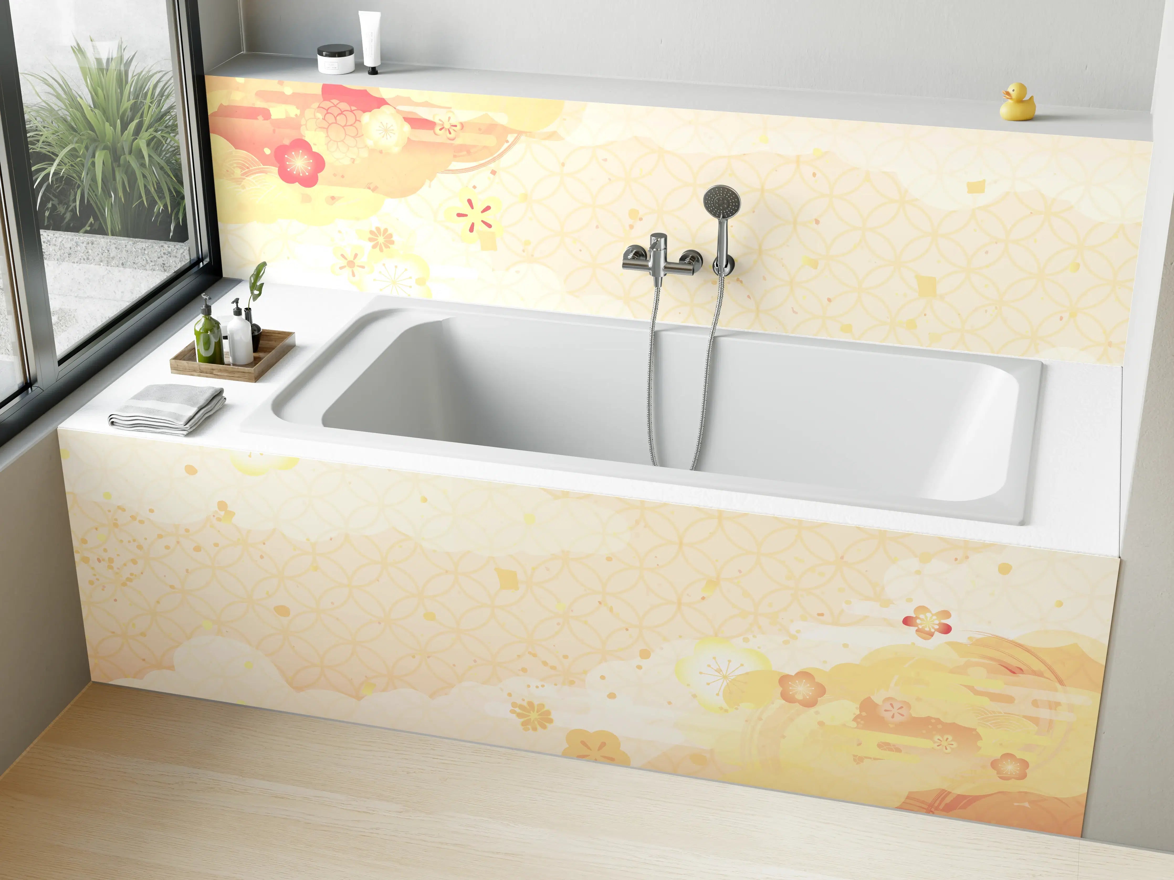 Badewannen-Rückwand - Goldbeige Abstrakte Musterkunst