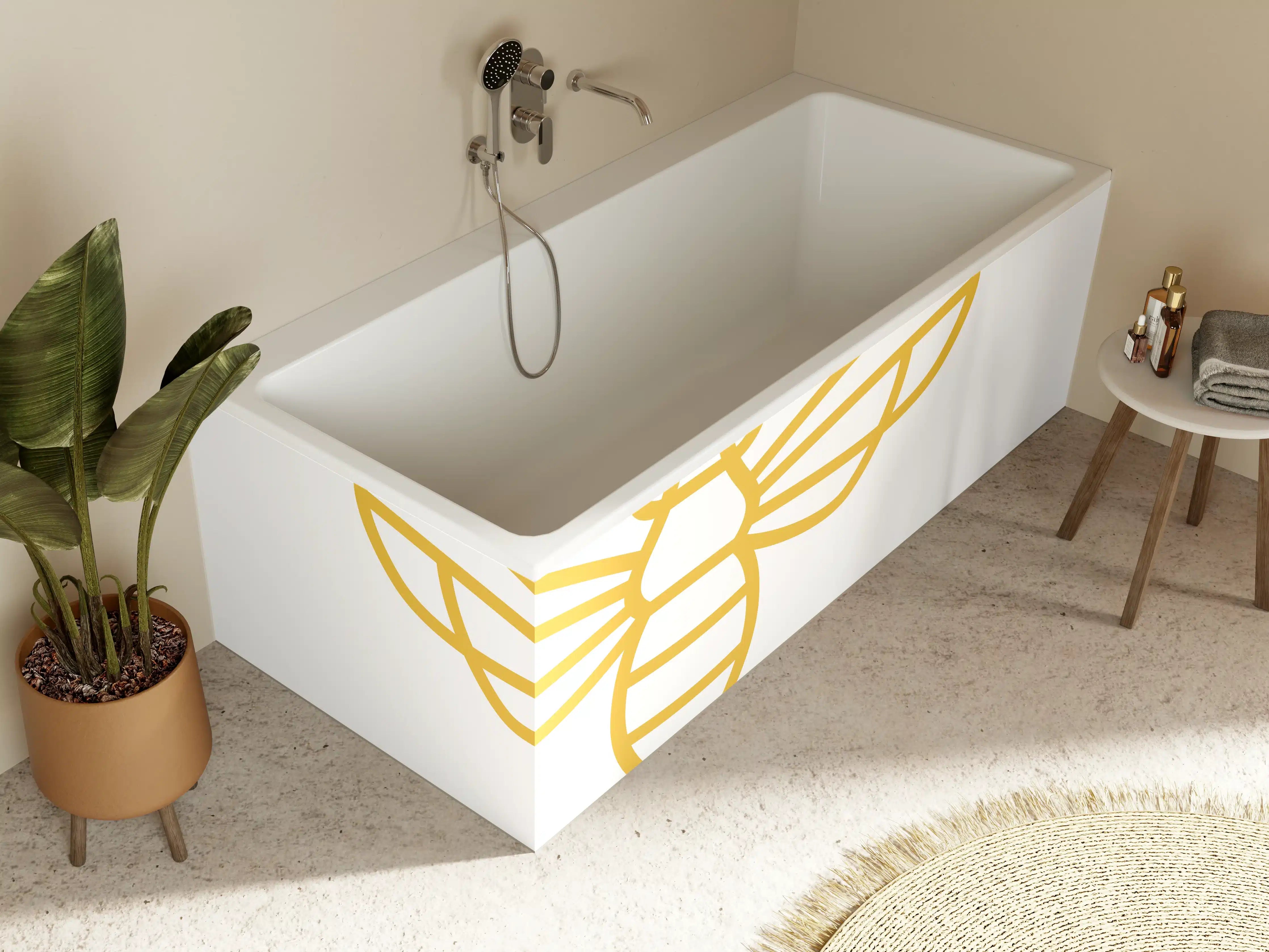 Badewannen-Rückwand - Goldene Biene Grafik