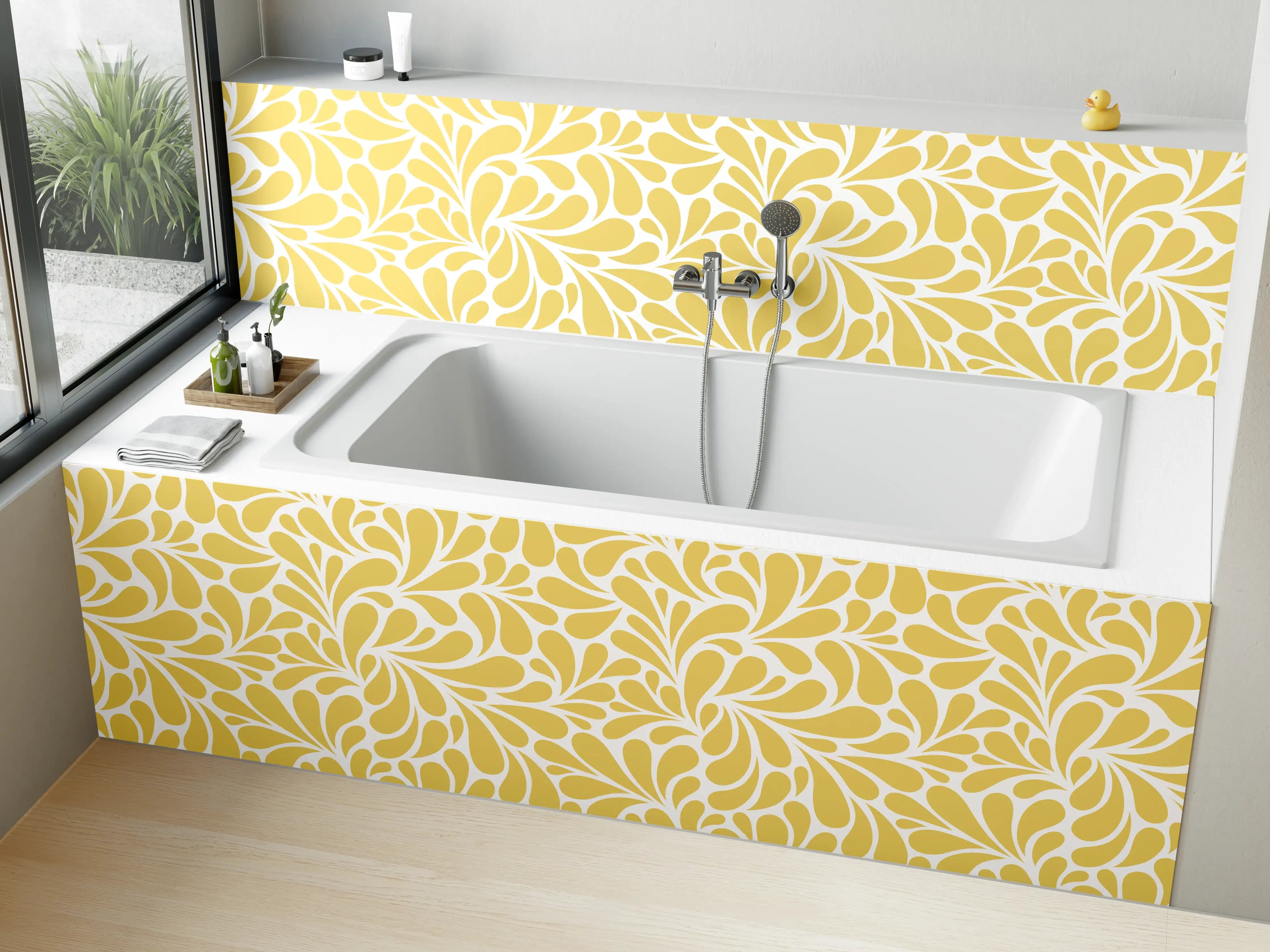 Badewannen-Rückwand - Goldene Blätter Muster