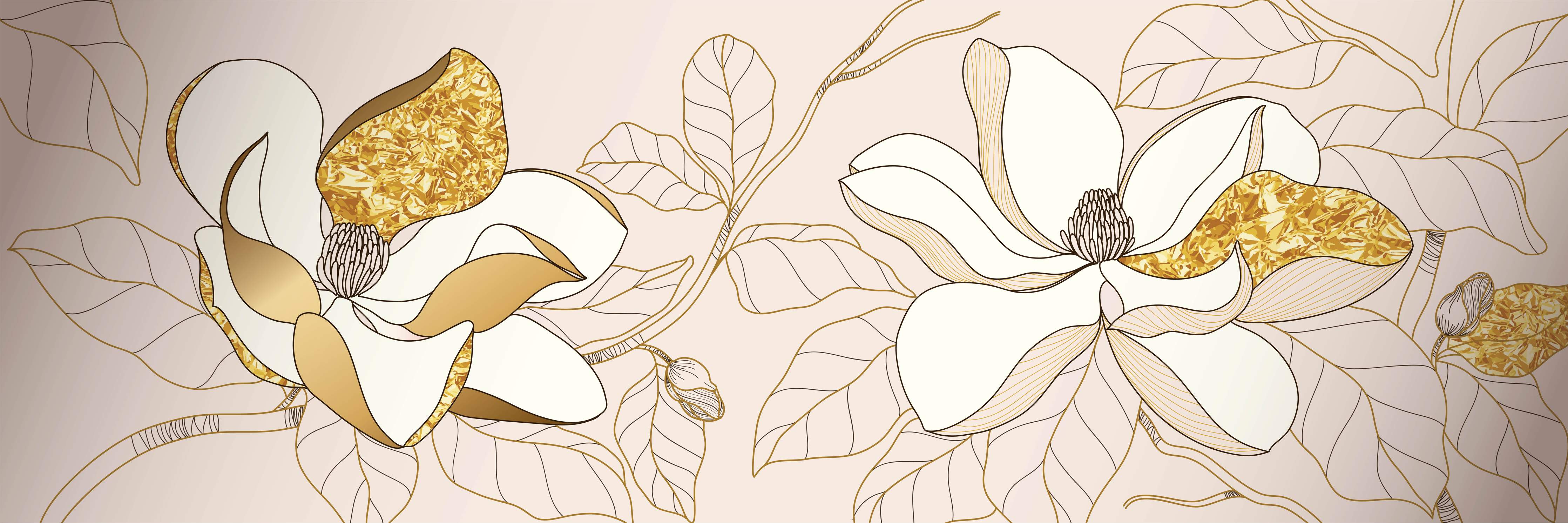 Badewannen-Rückwand-Goldene Blumenmuster Illustration