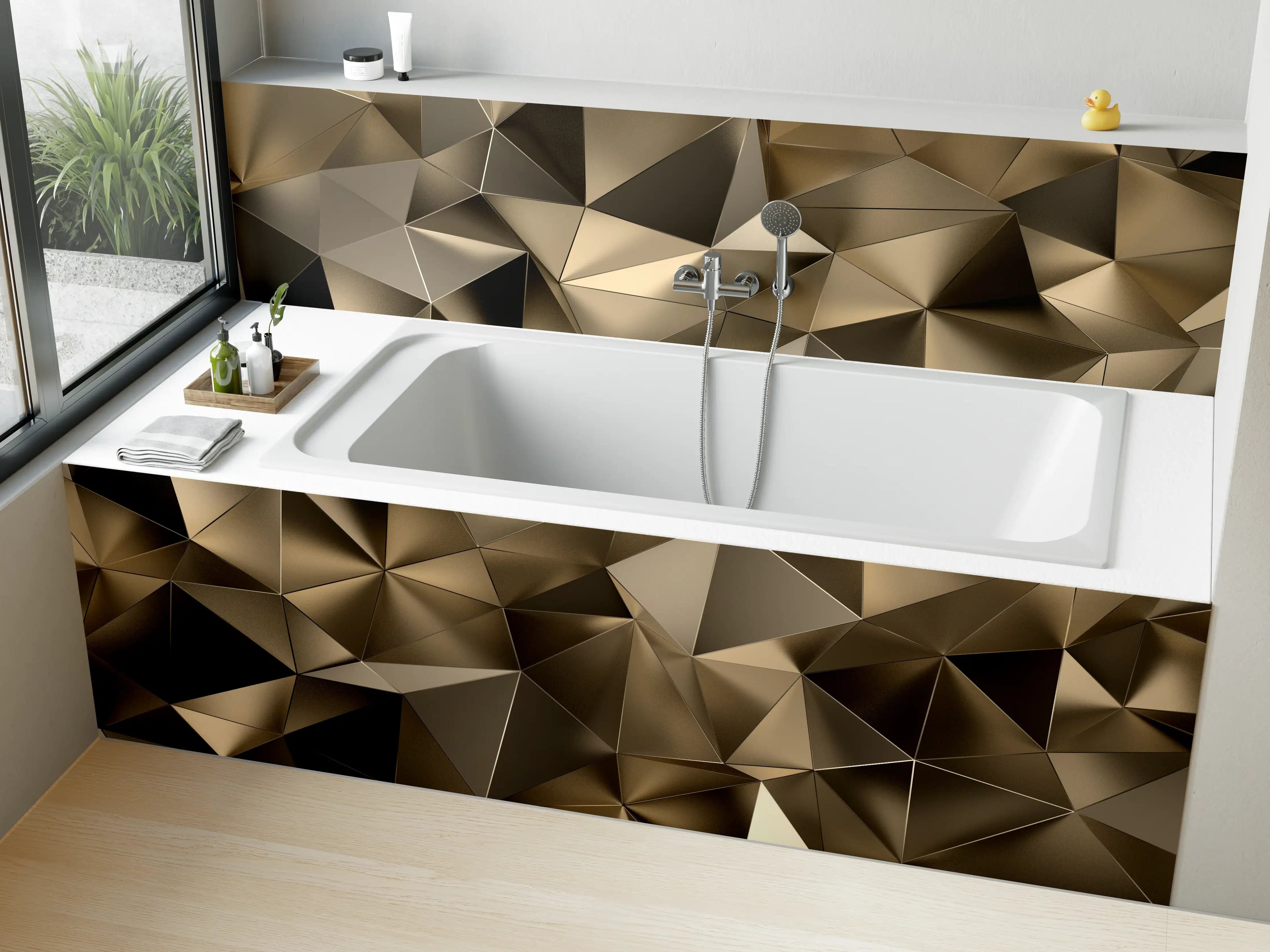 Badewannen-Rückwand - Goldene Dreieck Kristallstruktur