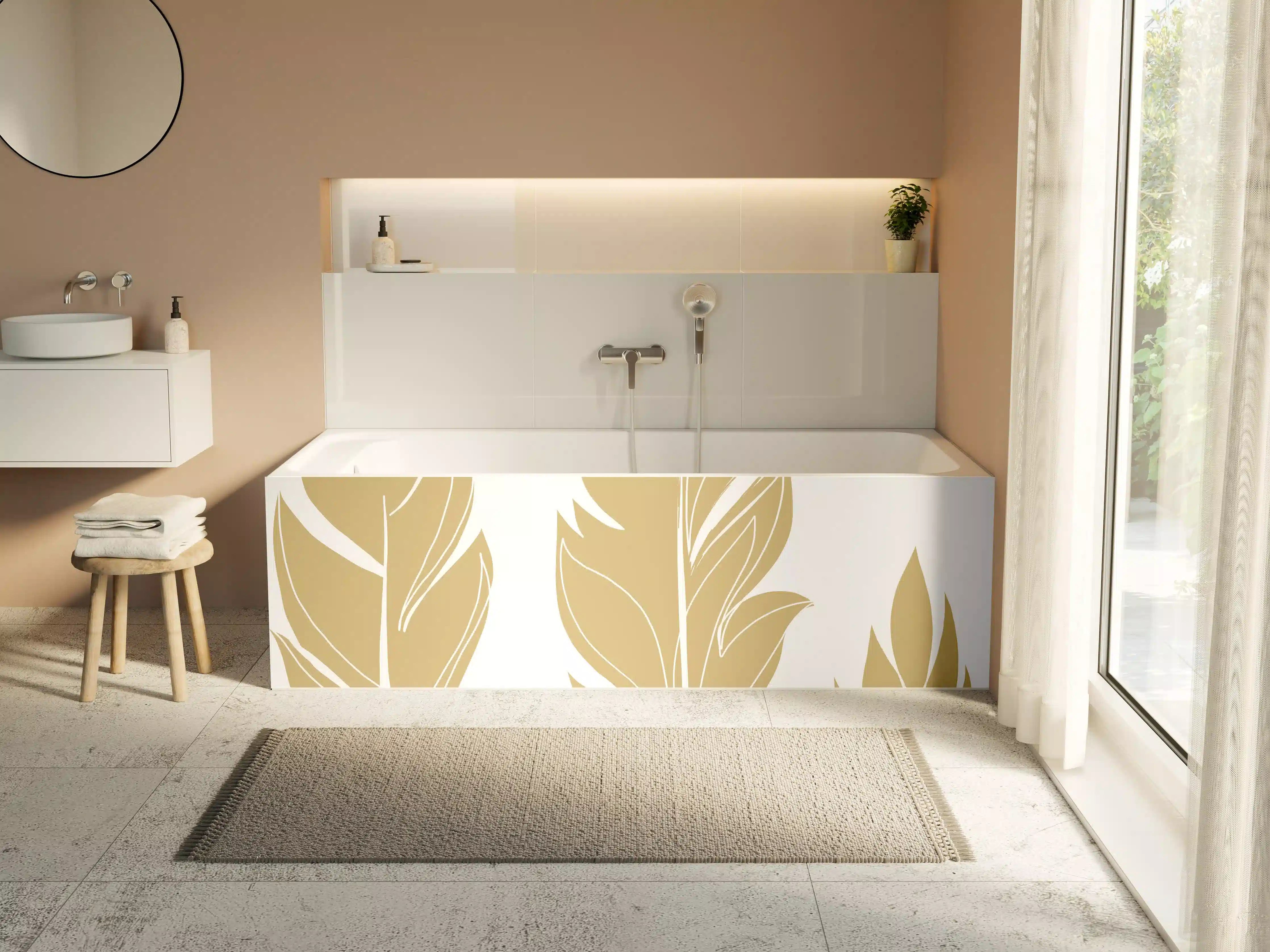 Badewannen-Rückwand - Goldene Feder Illustration