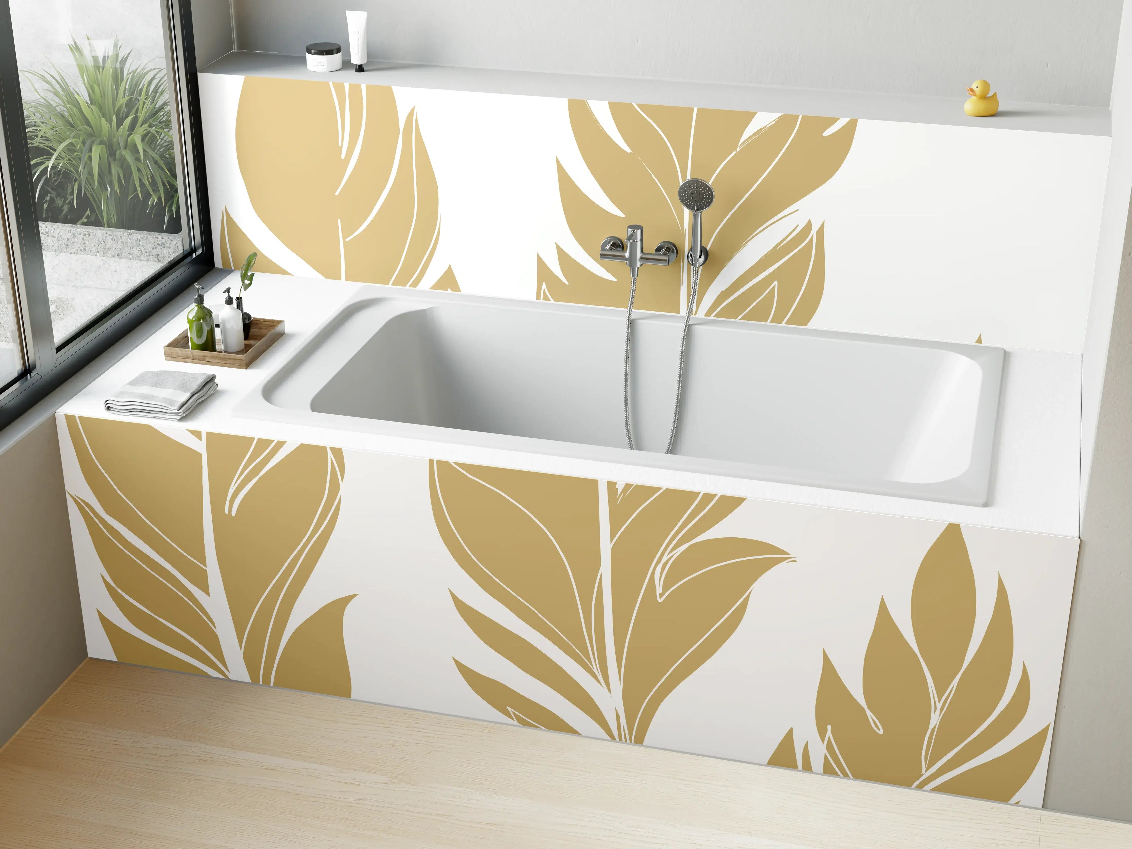 Badewannen-Rückwand - Goldene Feder Illustration