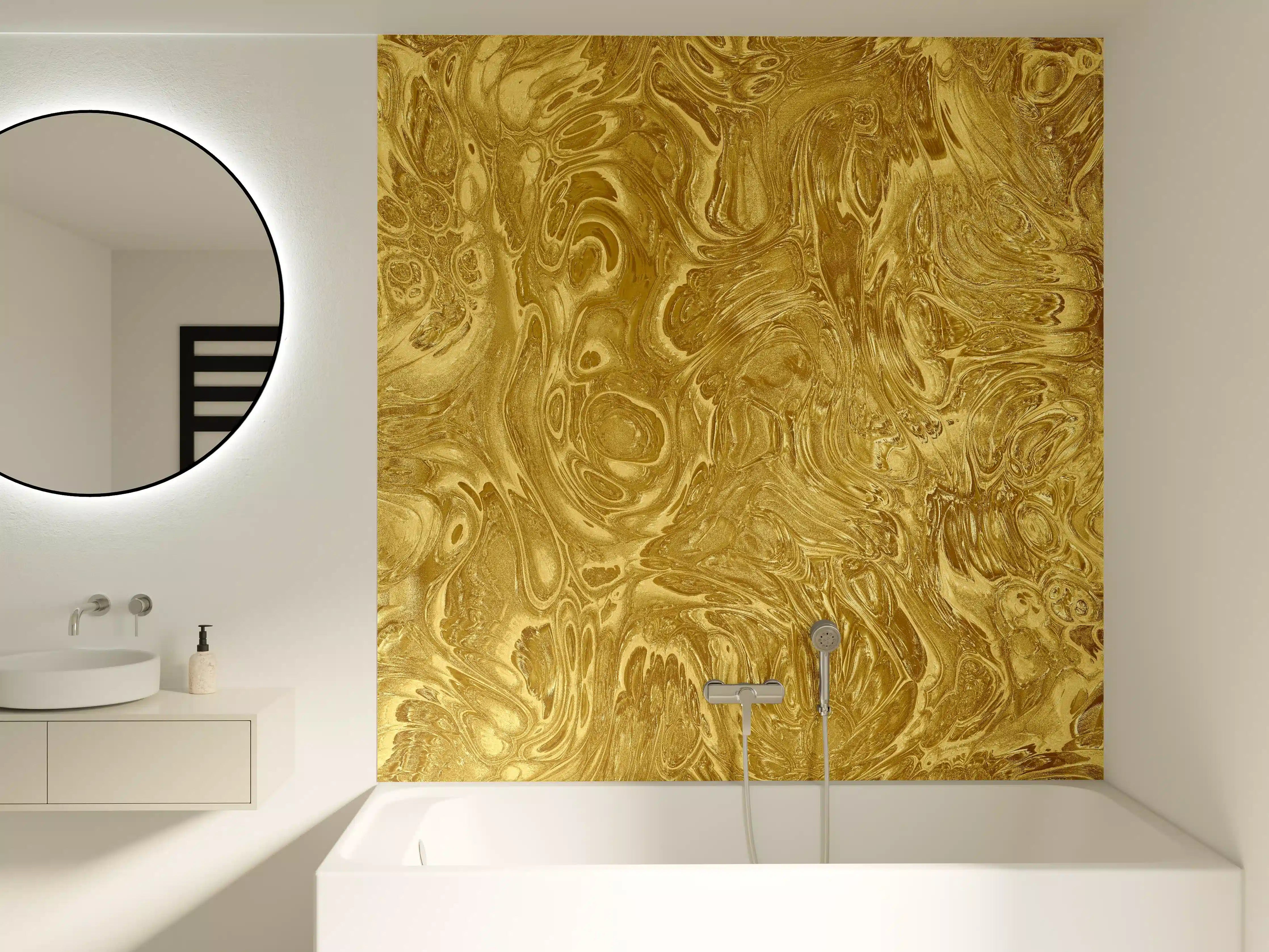 Badewannen-Rückwand - Goldene Flüssigkunst - Luxus