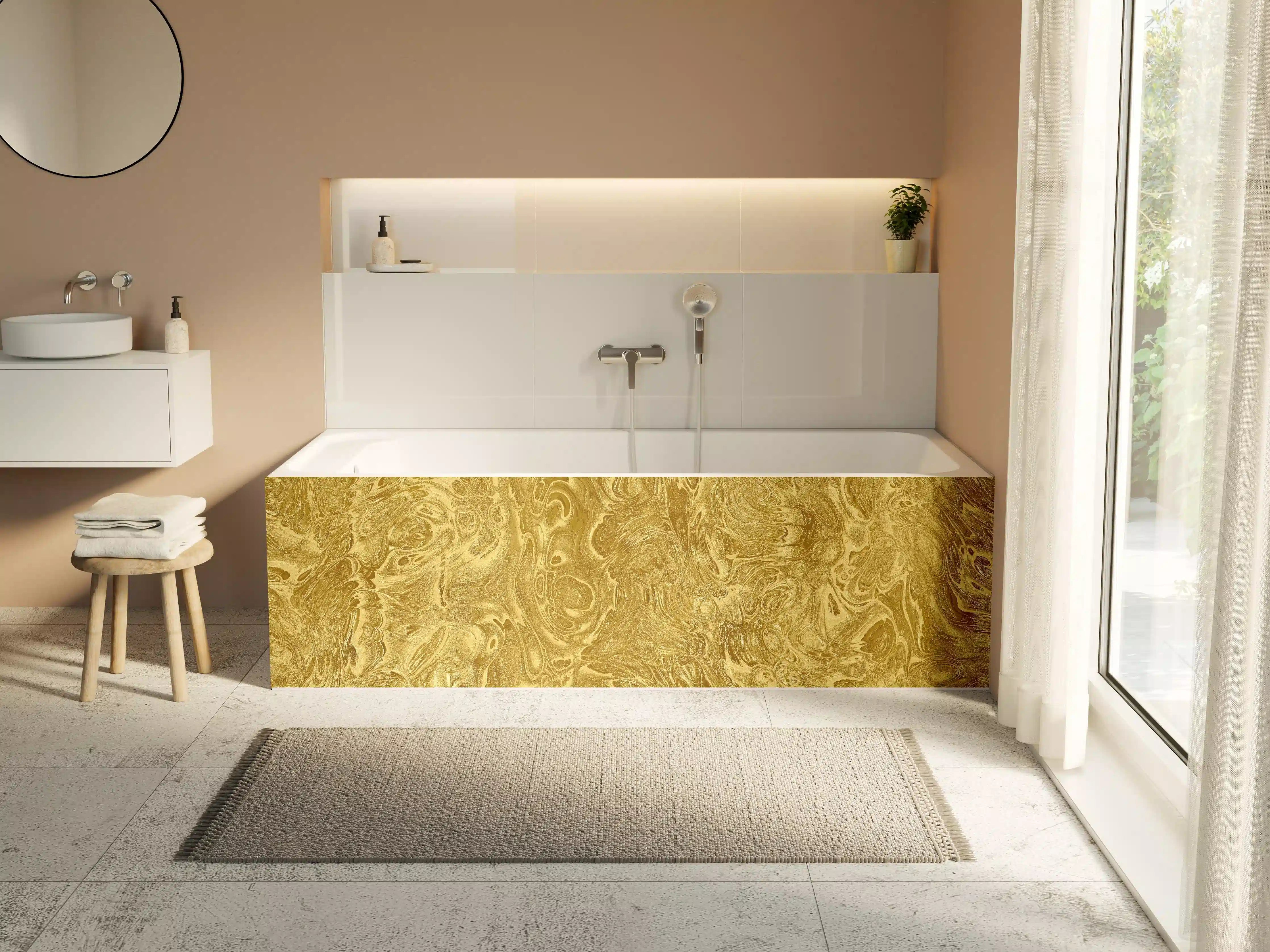 Badewannen-Rückwand - Goldene Flüssigkunst - Luxus