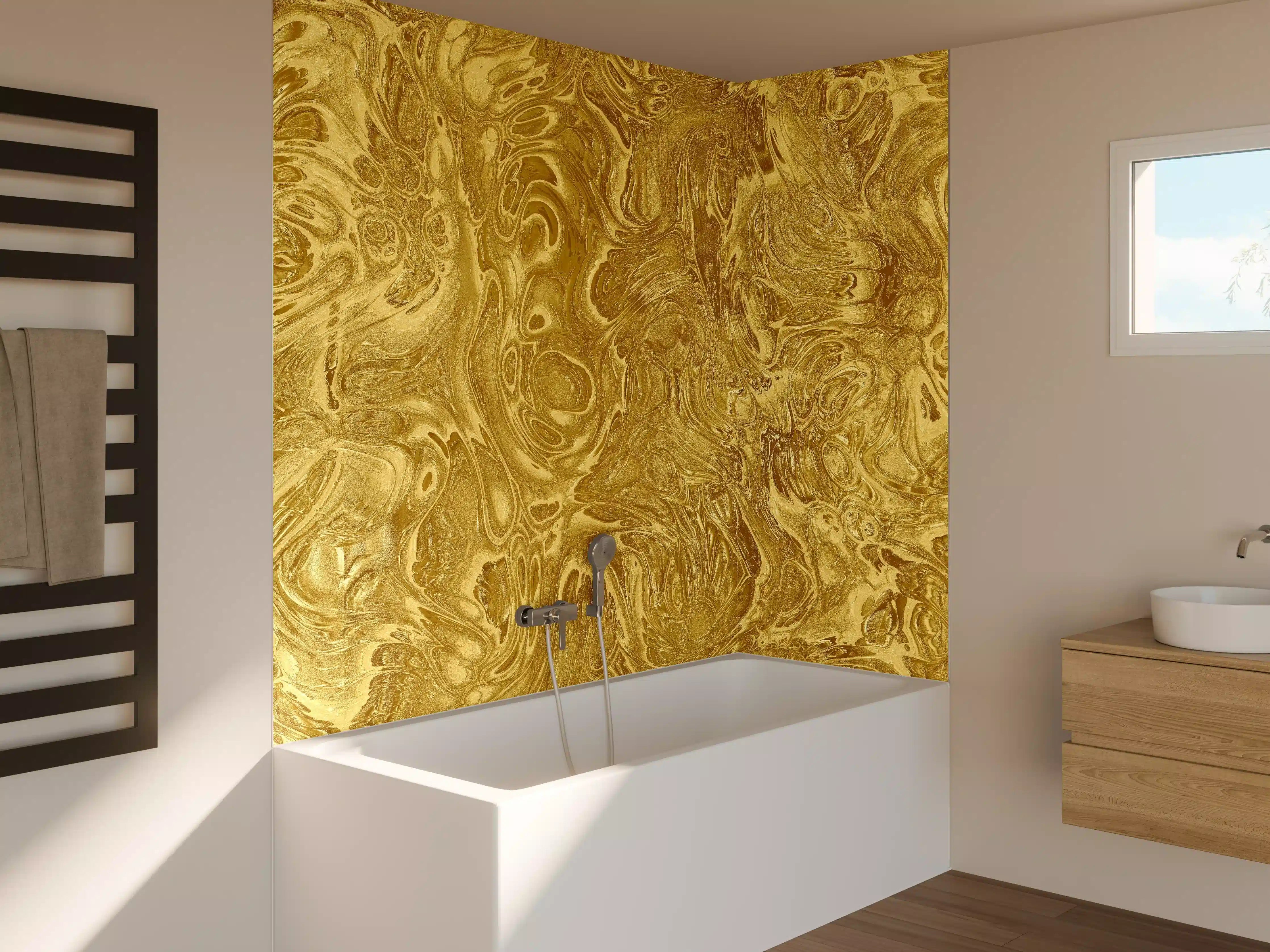 Badewannen-Rückwand - Goldene Flüssigkunst - Luxus