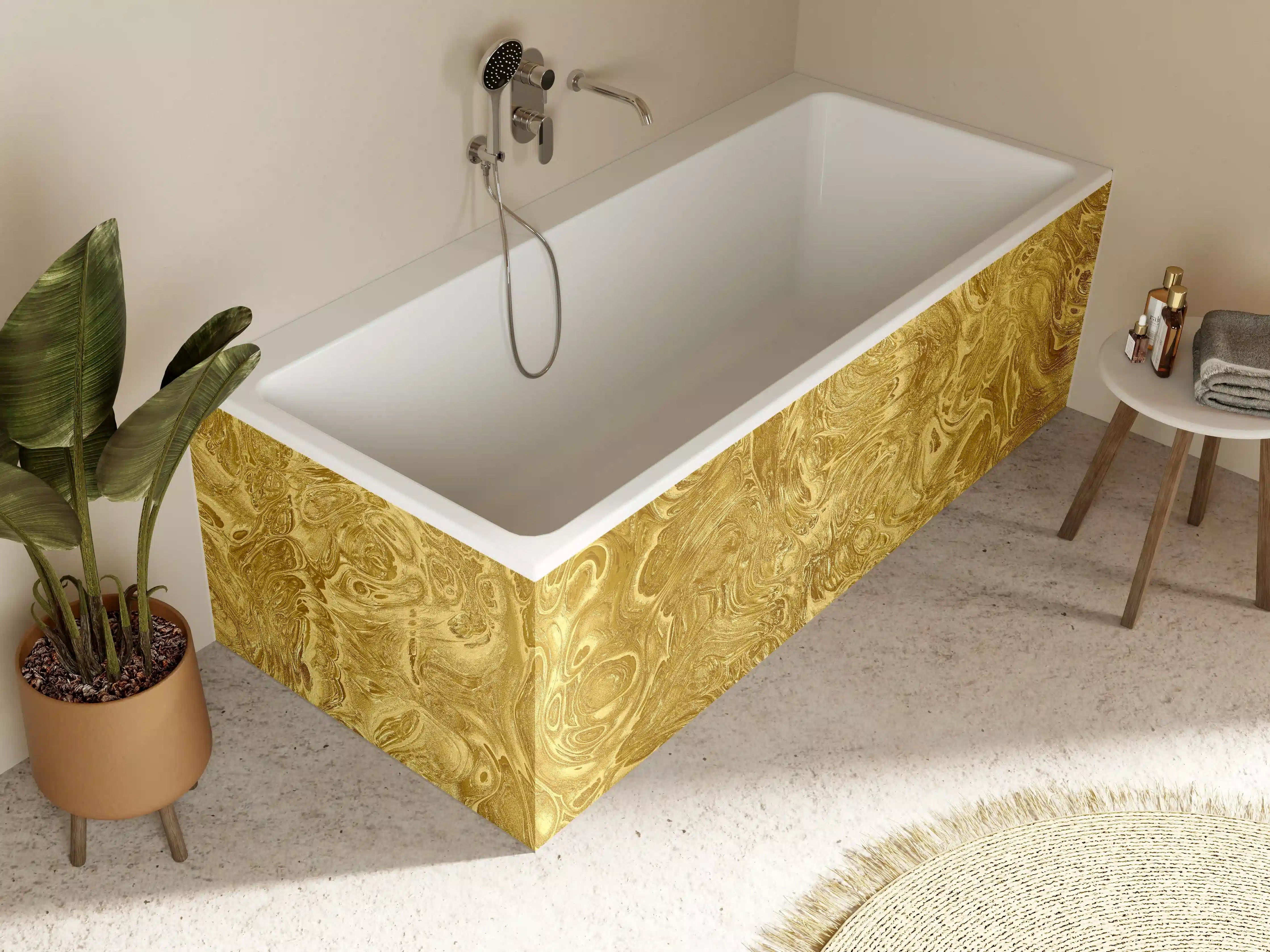 Badewannen-Rückwand - Goldene Flüssigkunst - Luxus