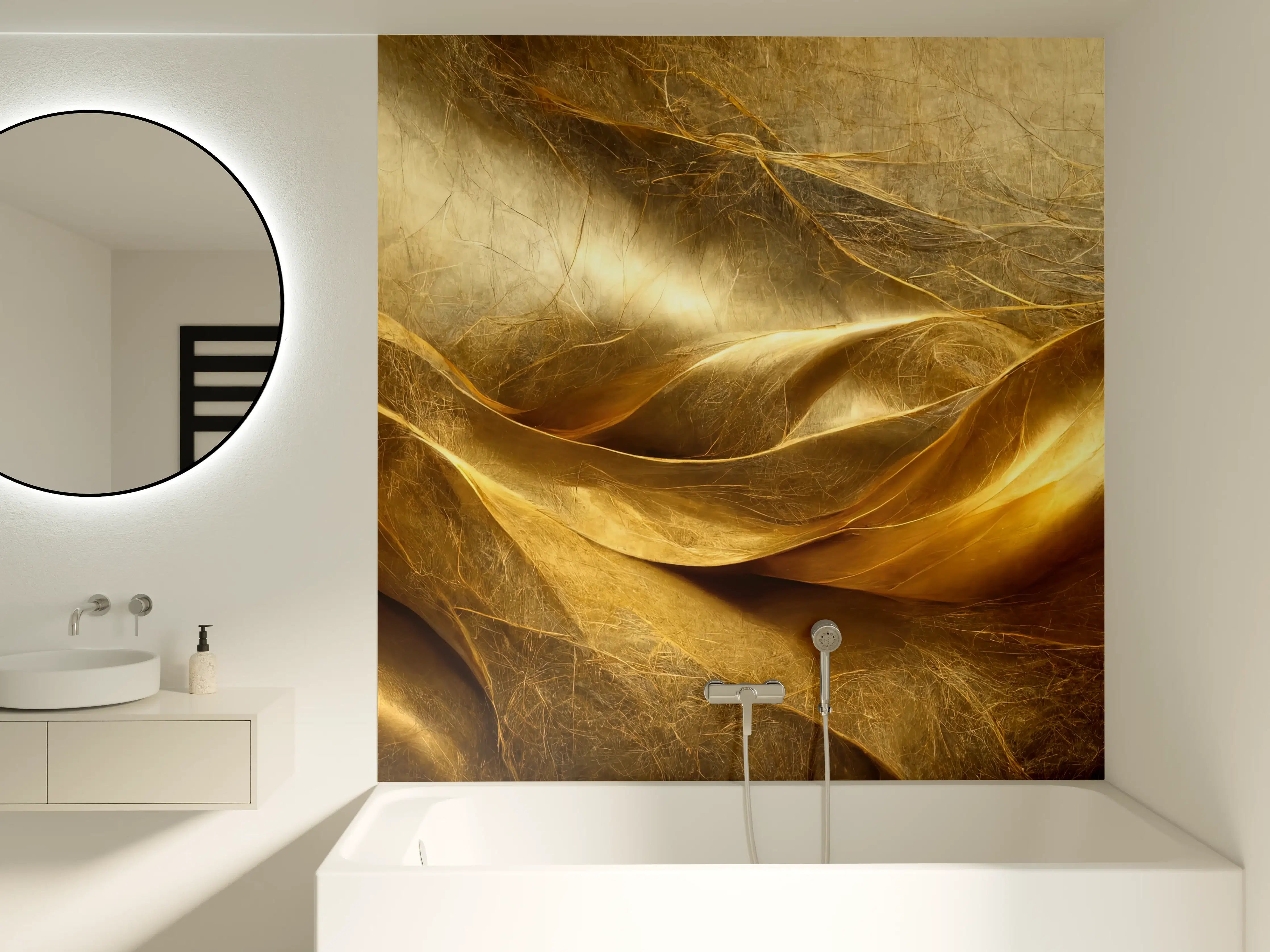 Badewannen-Rückwand - Goldene Leinwand mit kreativer Textur