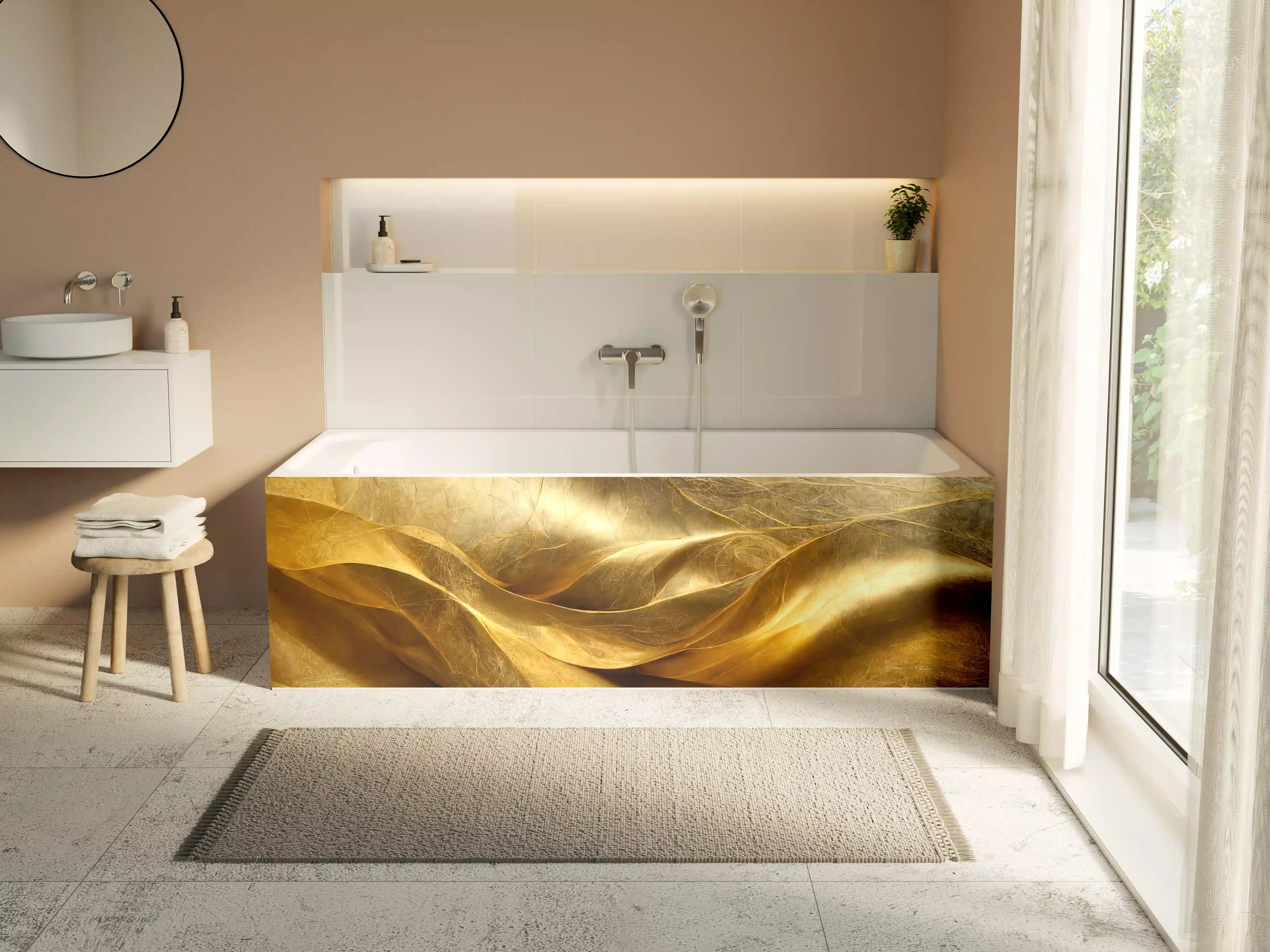 Badewannen-Rückwand - Goldene Leinwand mit kreativer Textur