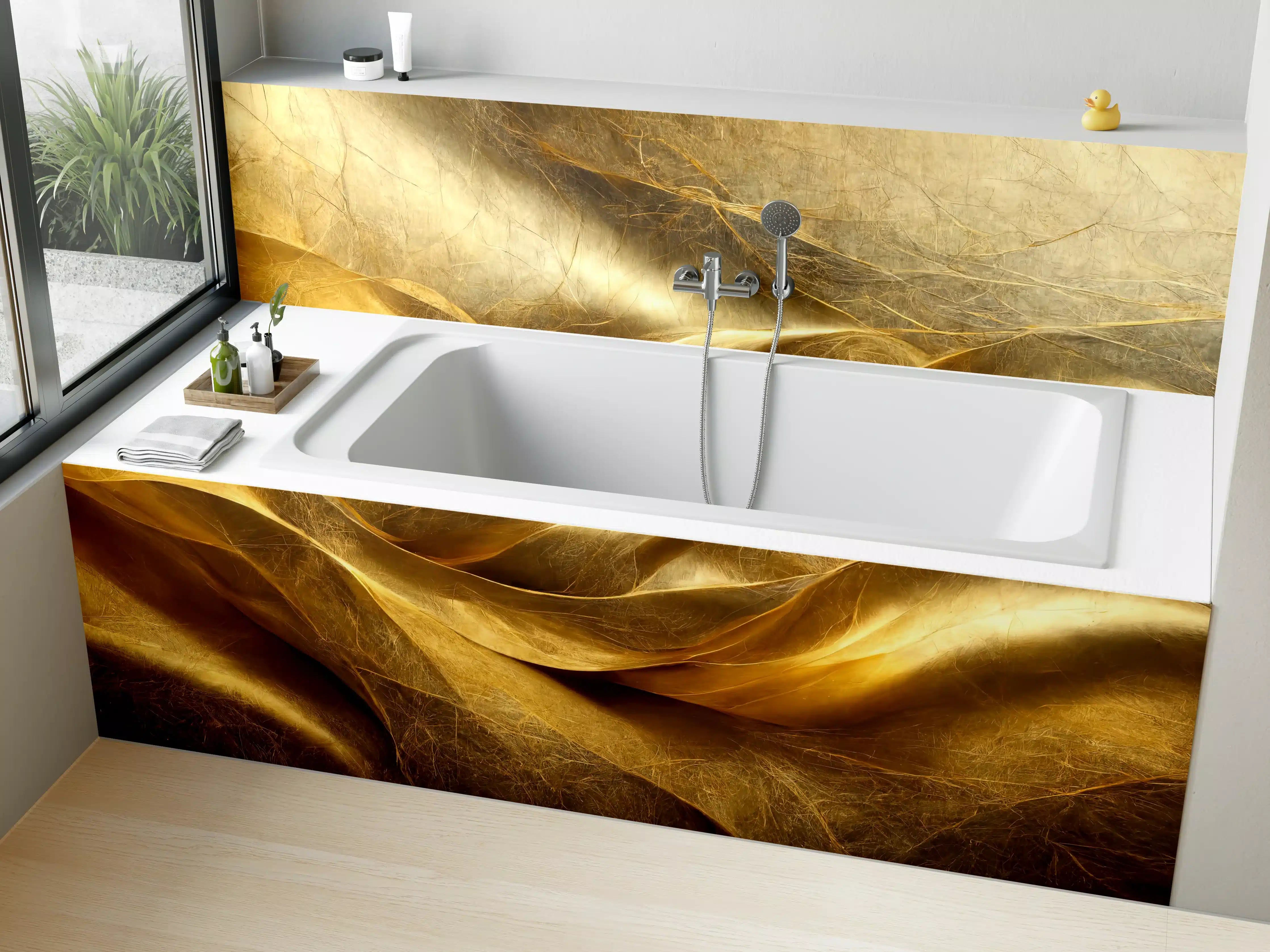 Badewannen-Rückwand - Goldene Leinwand mit kreativer Textur