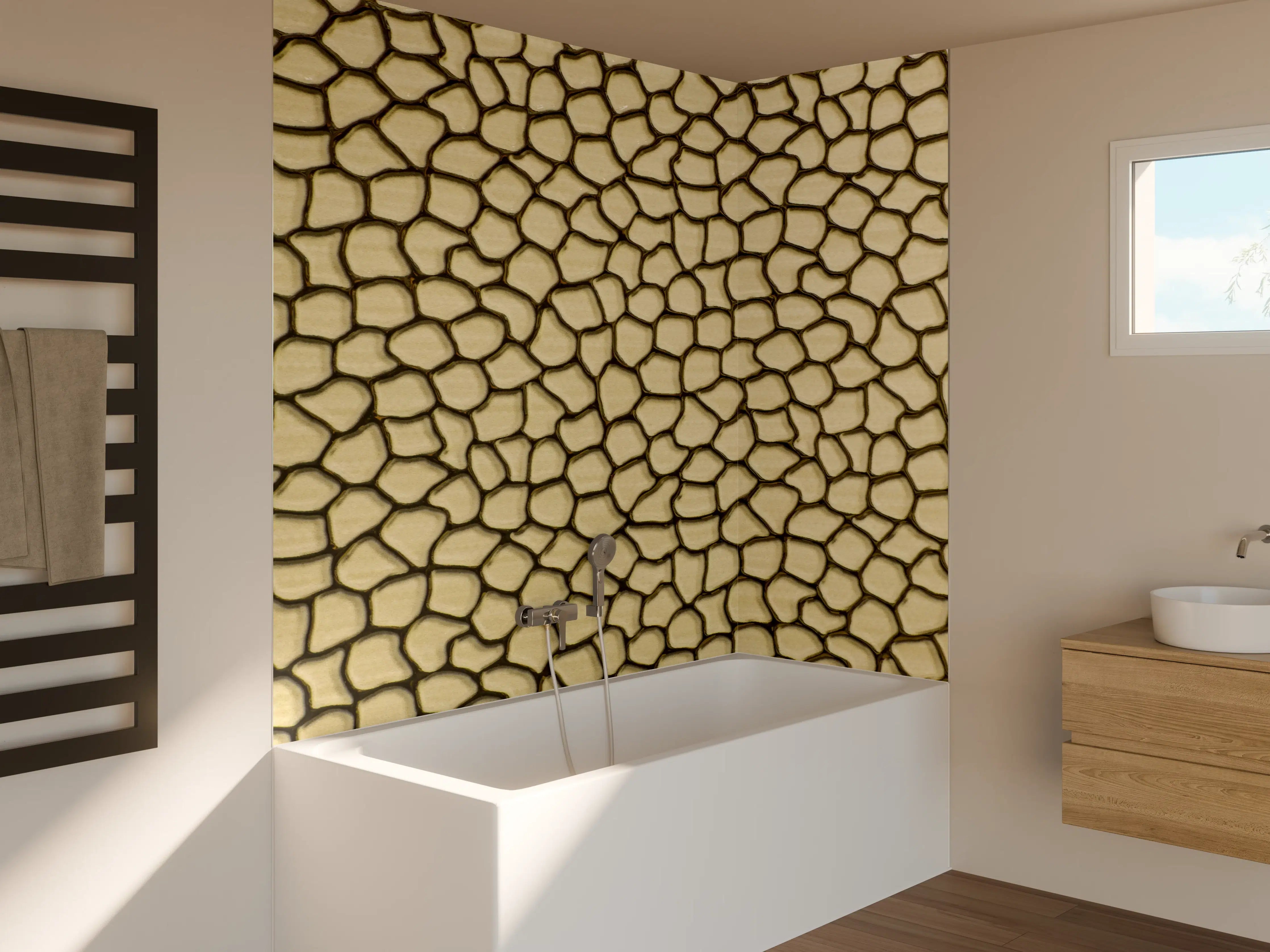 Badewannen-Rückwand - Goldene Schuppenstrukturen