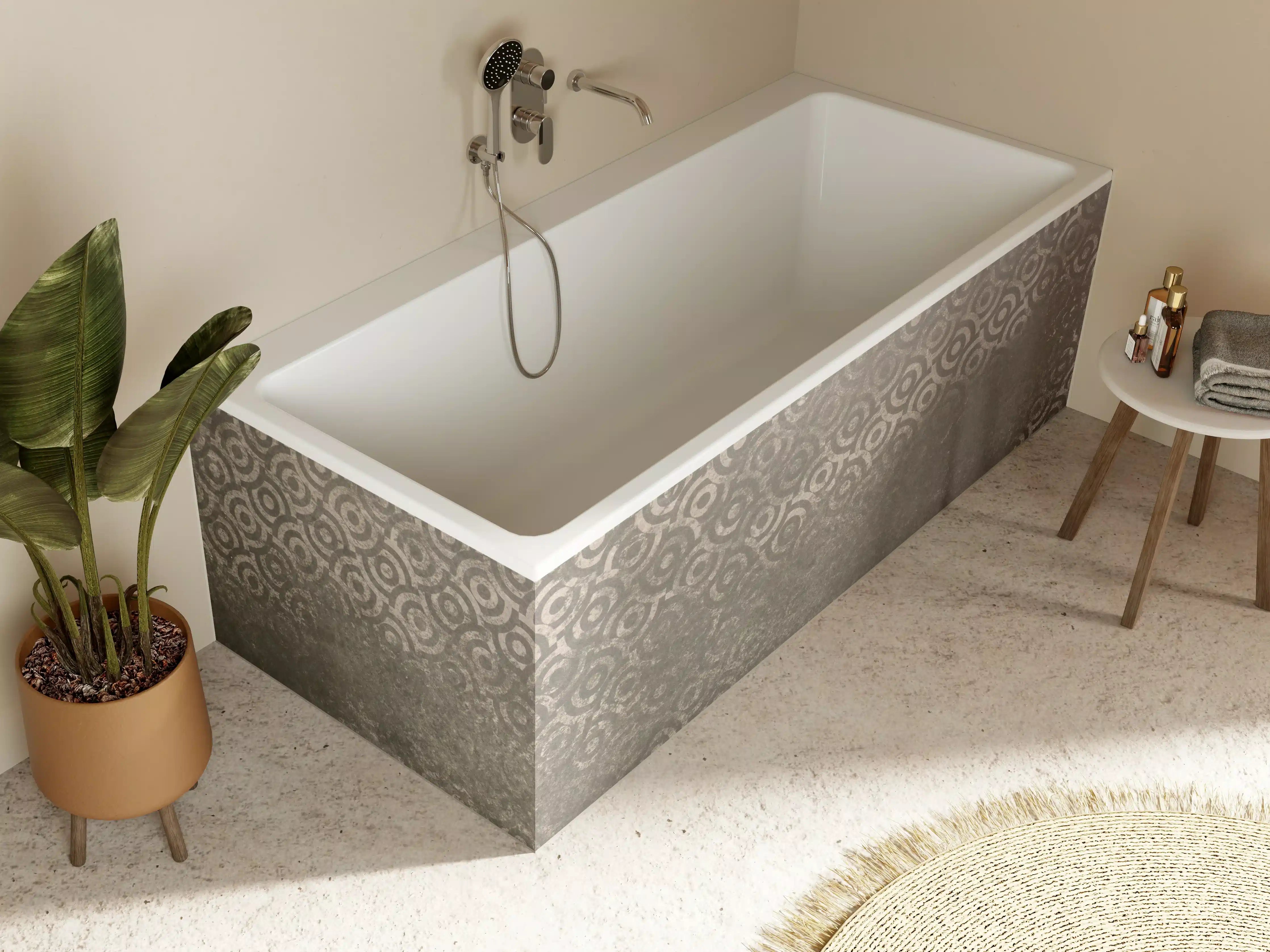 Badewannen-Rückwand - Goldene Struktur mit Mustertextur