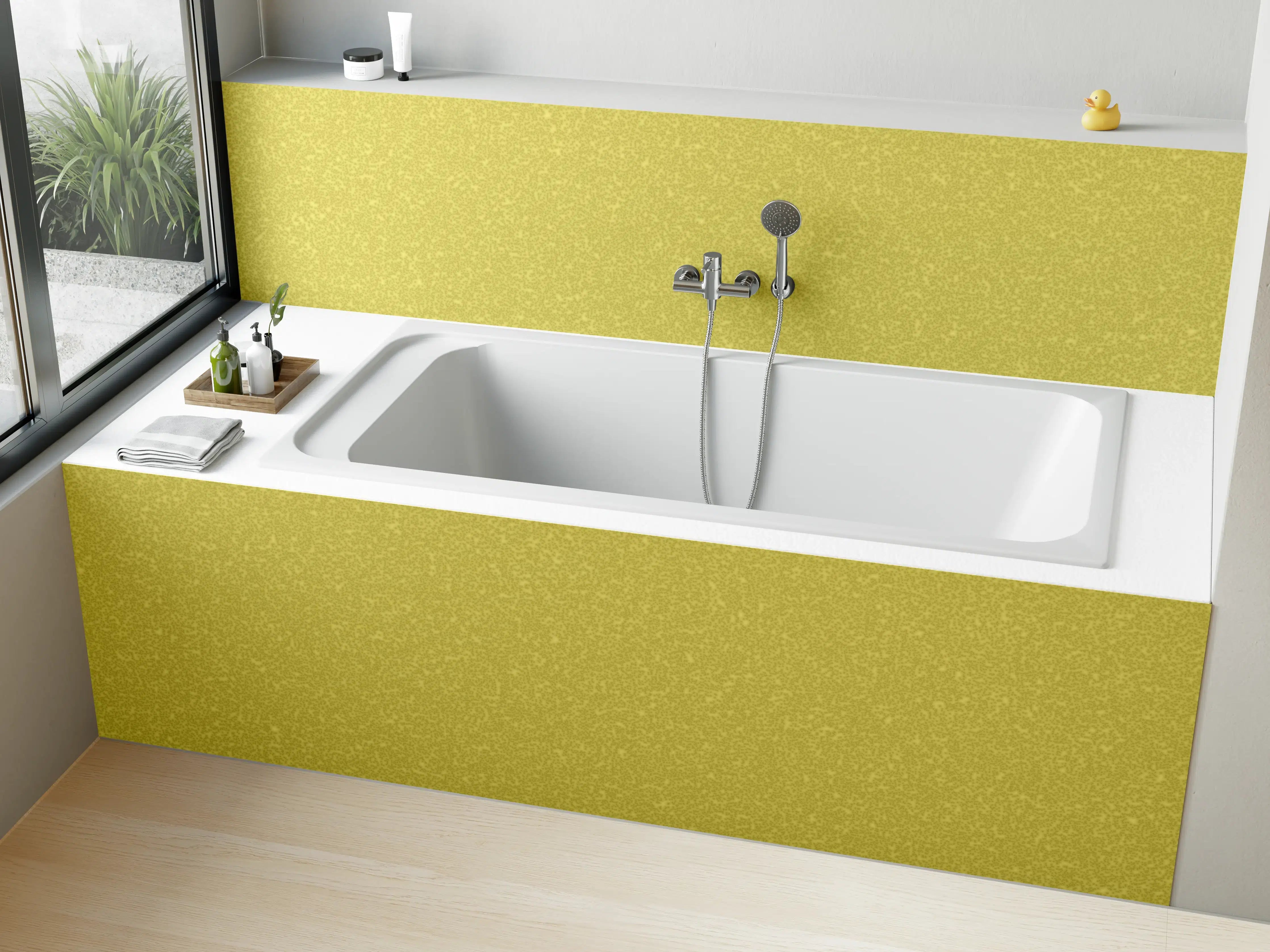 Badewannen-Rückwand - Goldene Wandtextur - Beleuchtungsfarbe