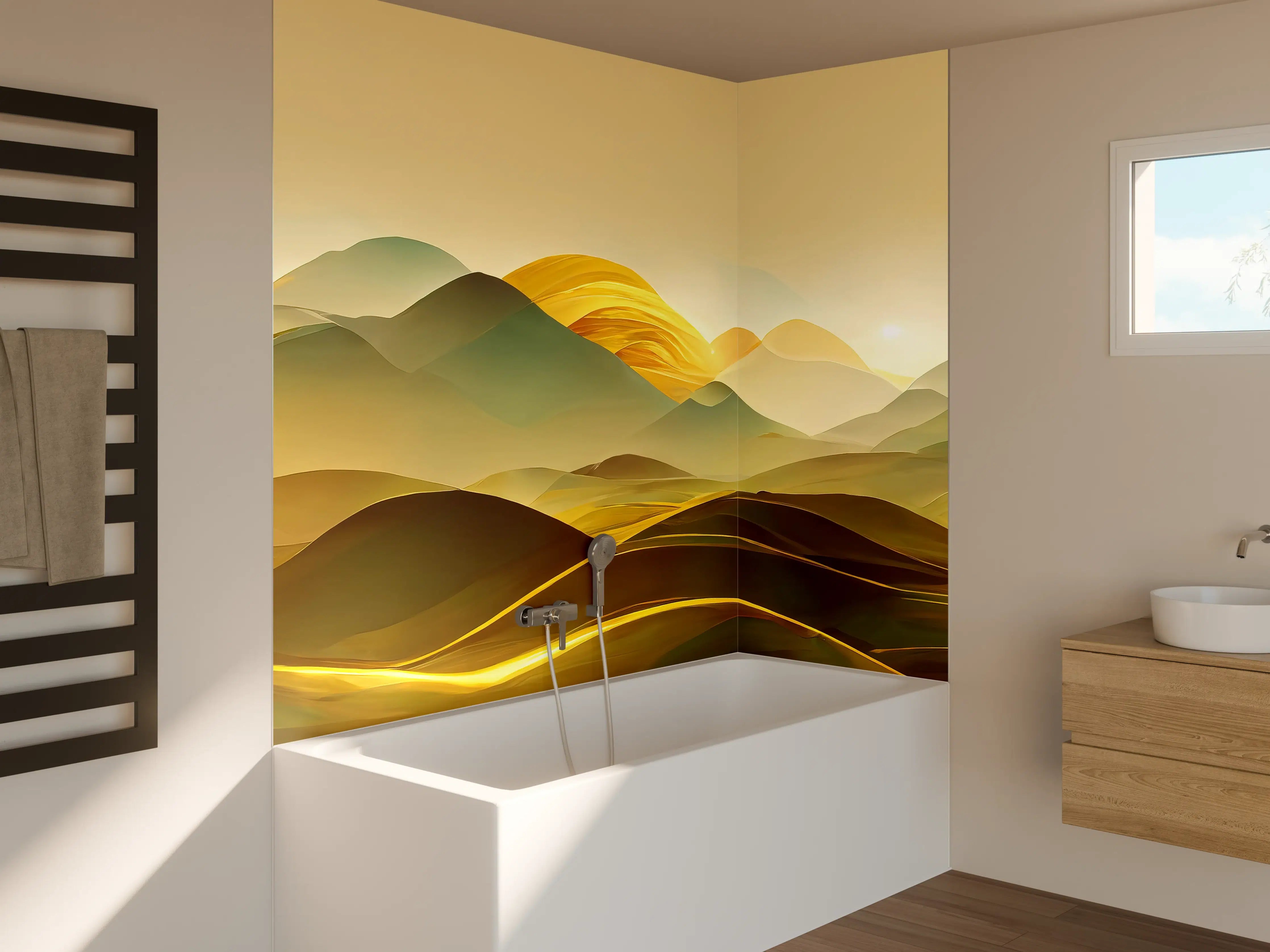 Badewannen-Rückwand - Goldene Wüste - Illustration  