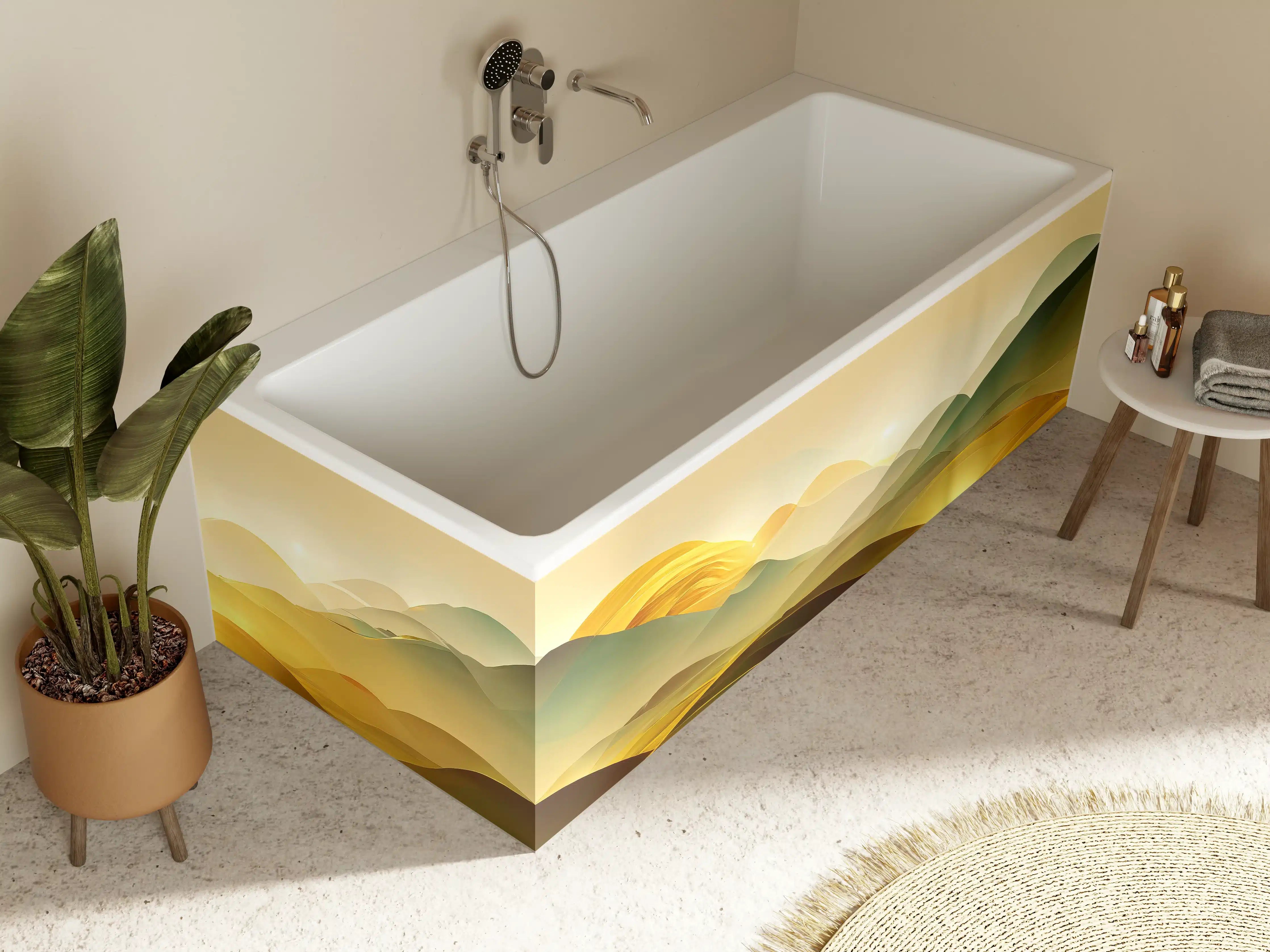 Badewannen-Rückwand - Goldene Wüste - Illustration  