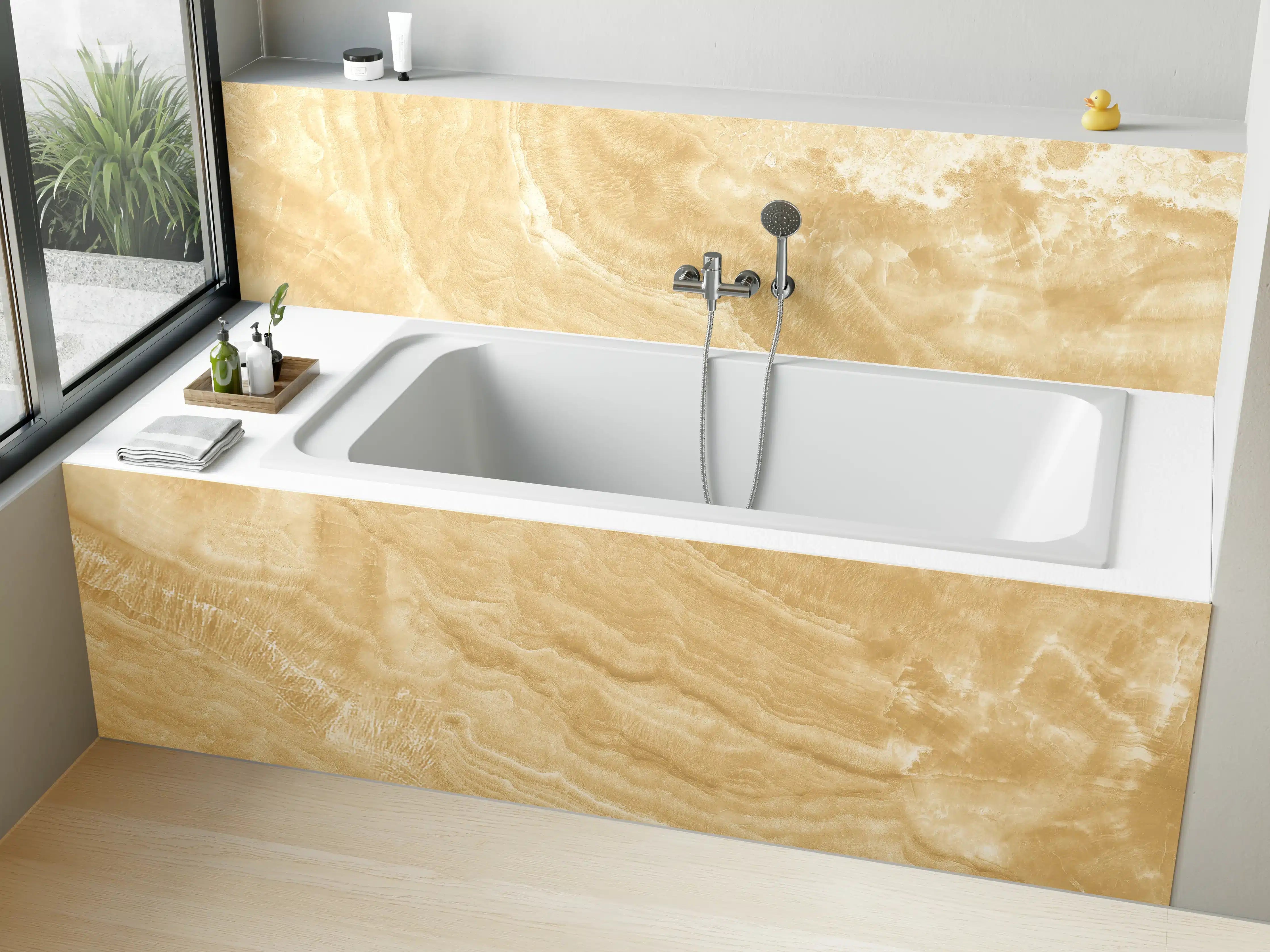 Badewannen-Rückwand - Goldener Marmor