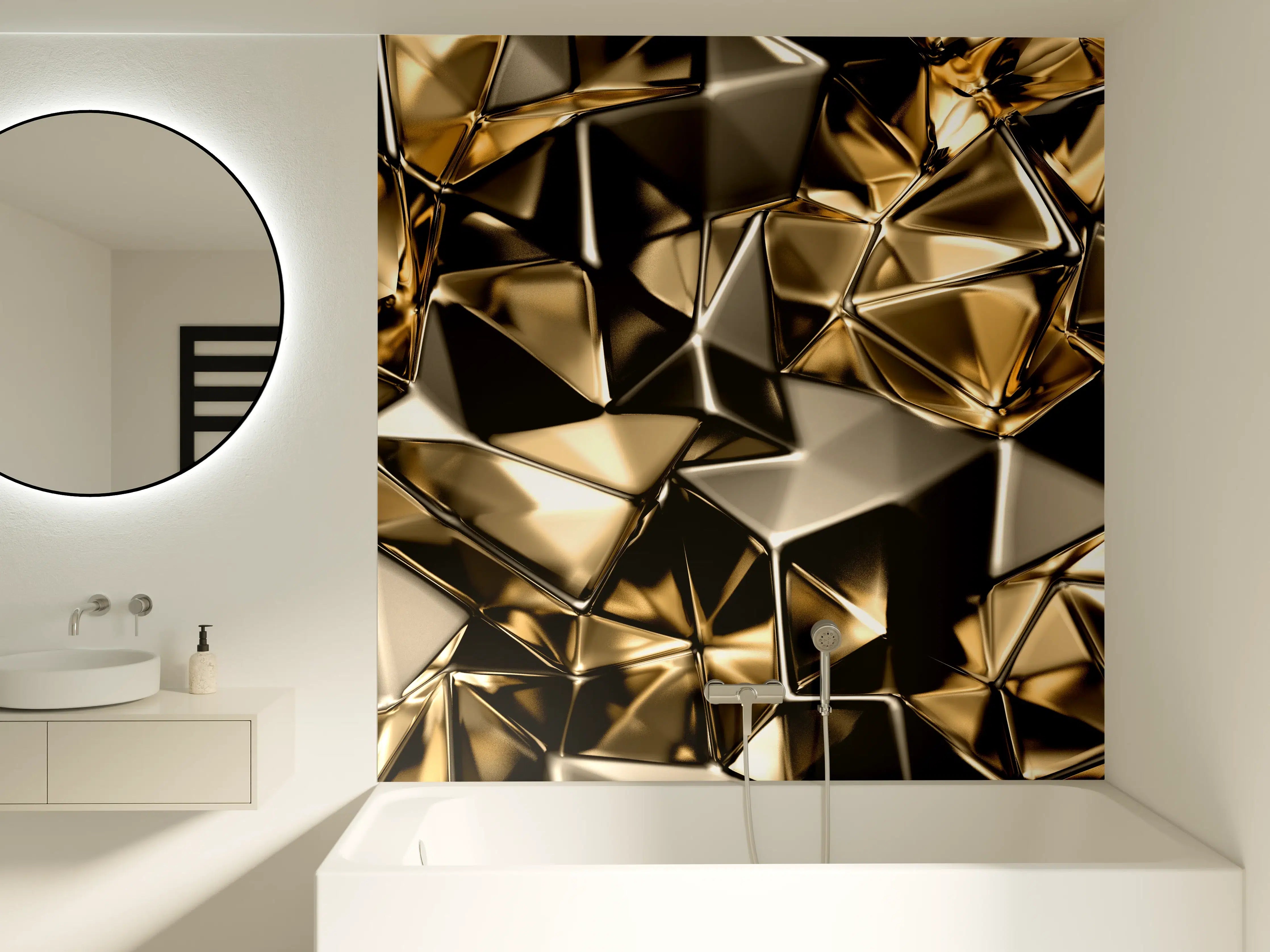 Badewannen-Rückwand - Goldenes Dreieck-Kristall-Design