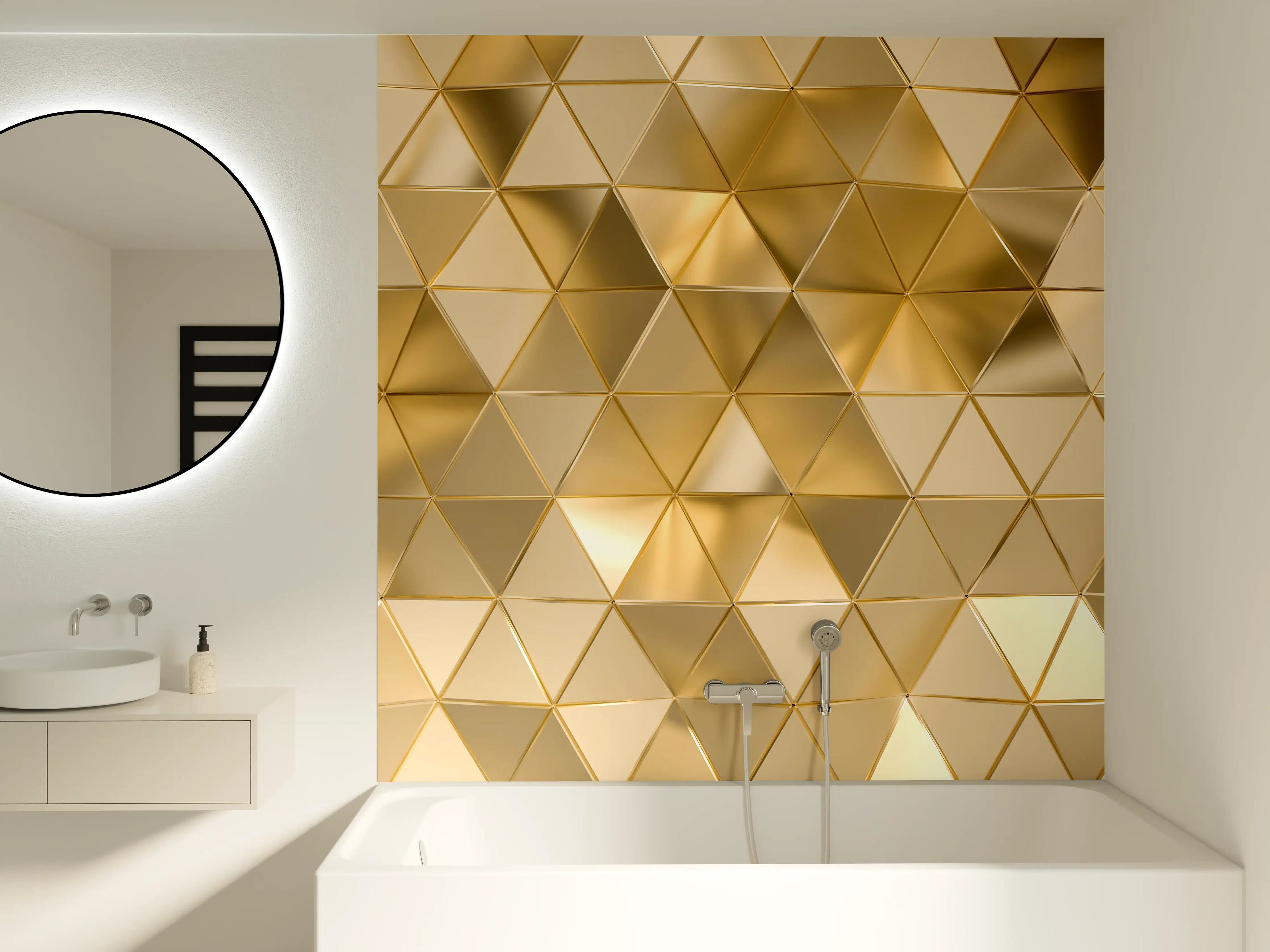 Badewannen-Rückwand - Goldenes Dreieck Polygon Muster