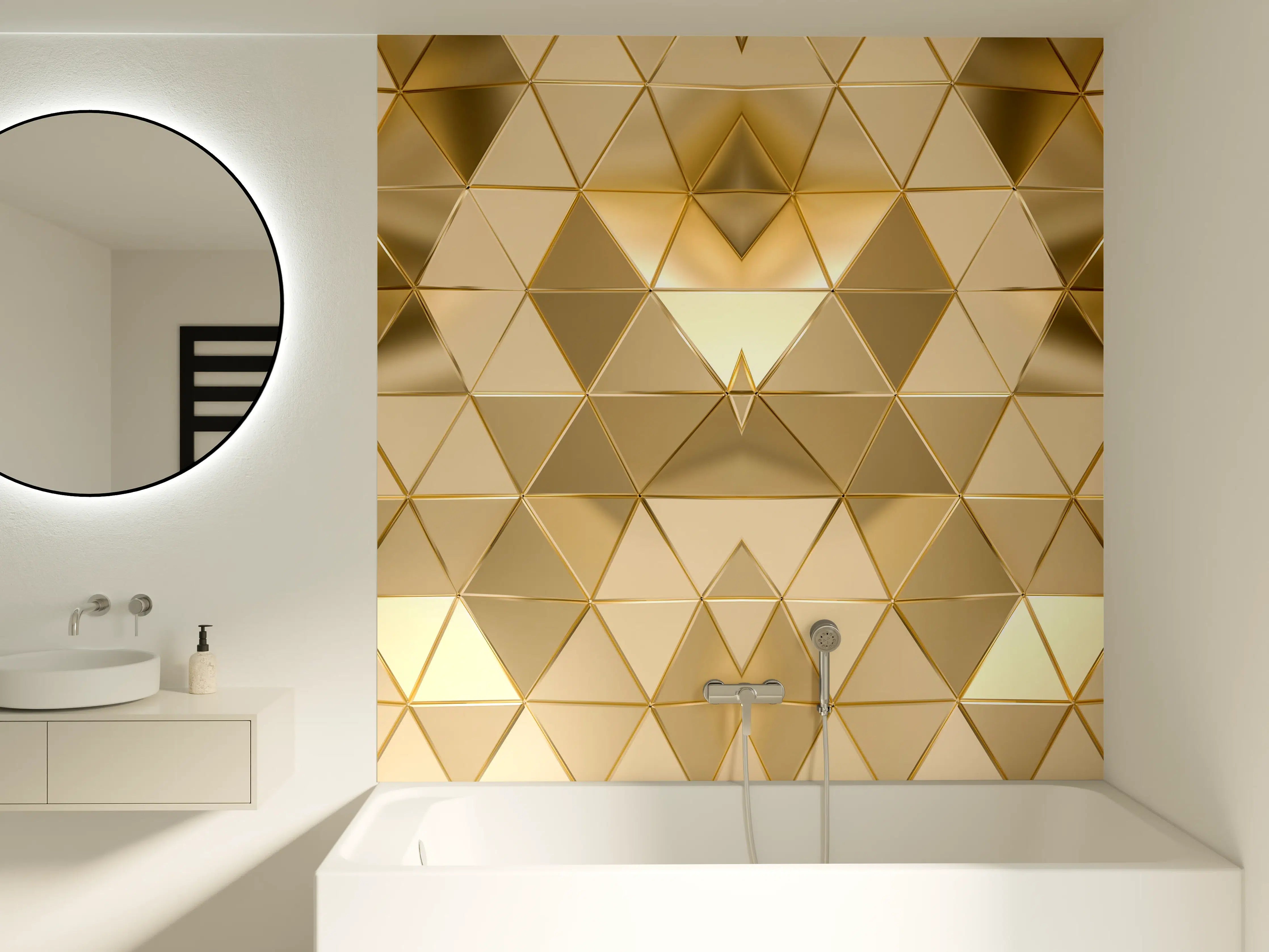 Badewannen-Rückwand - Goldenes Geometrie-Muster