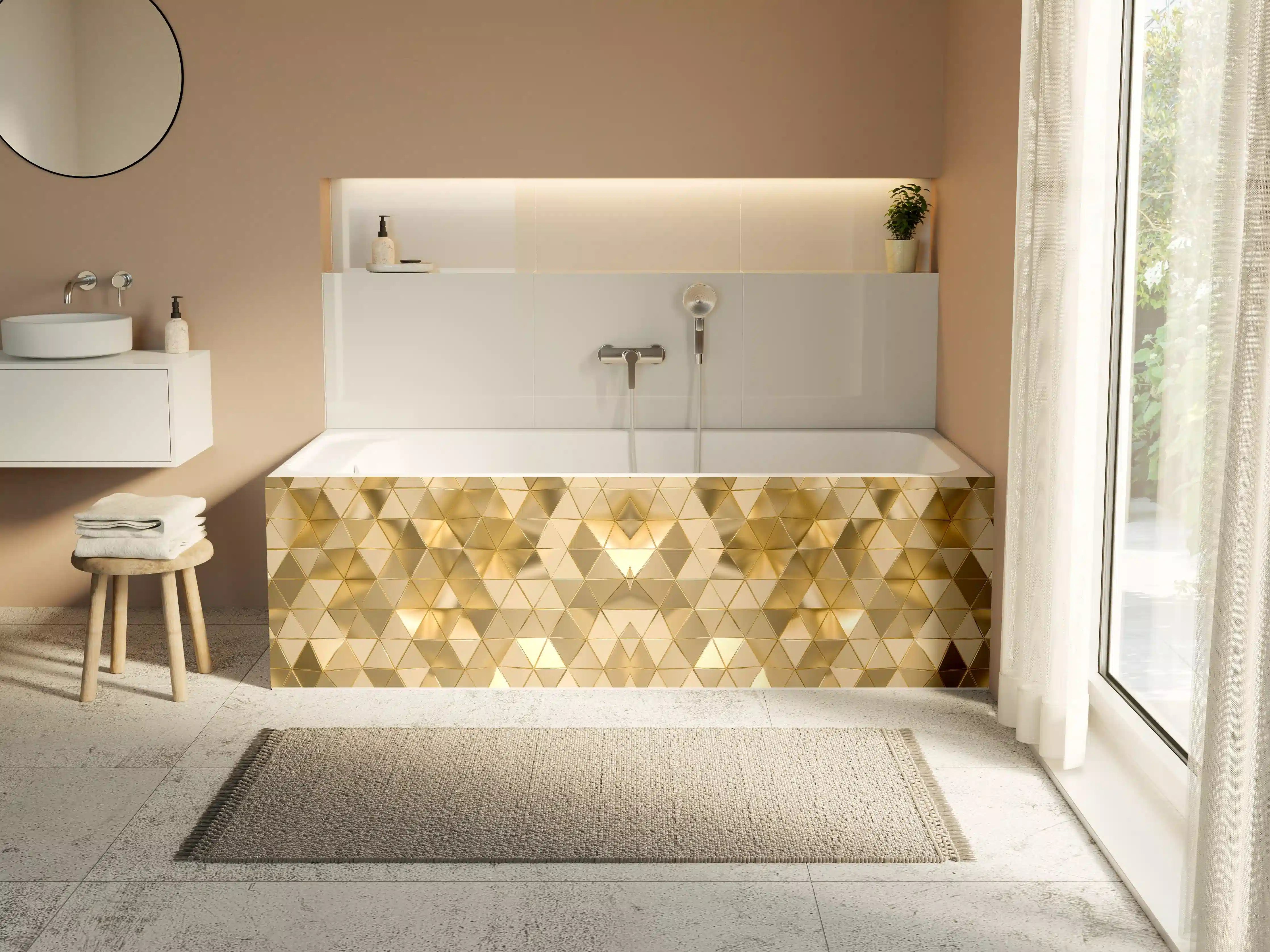 Badewannen-Rückwand - Goldenes Geometrie-Muster