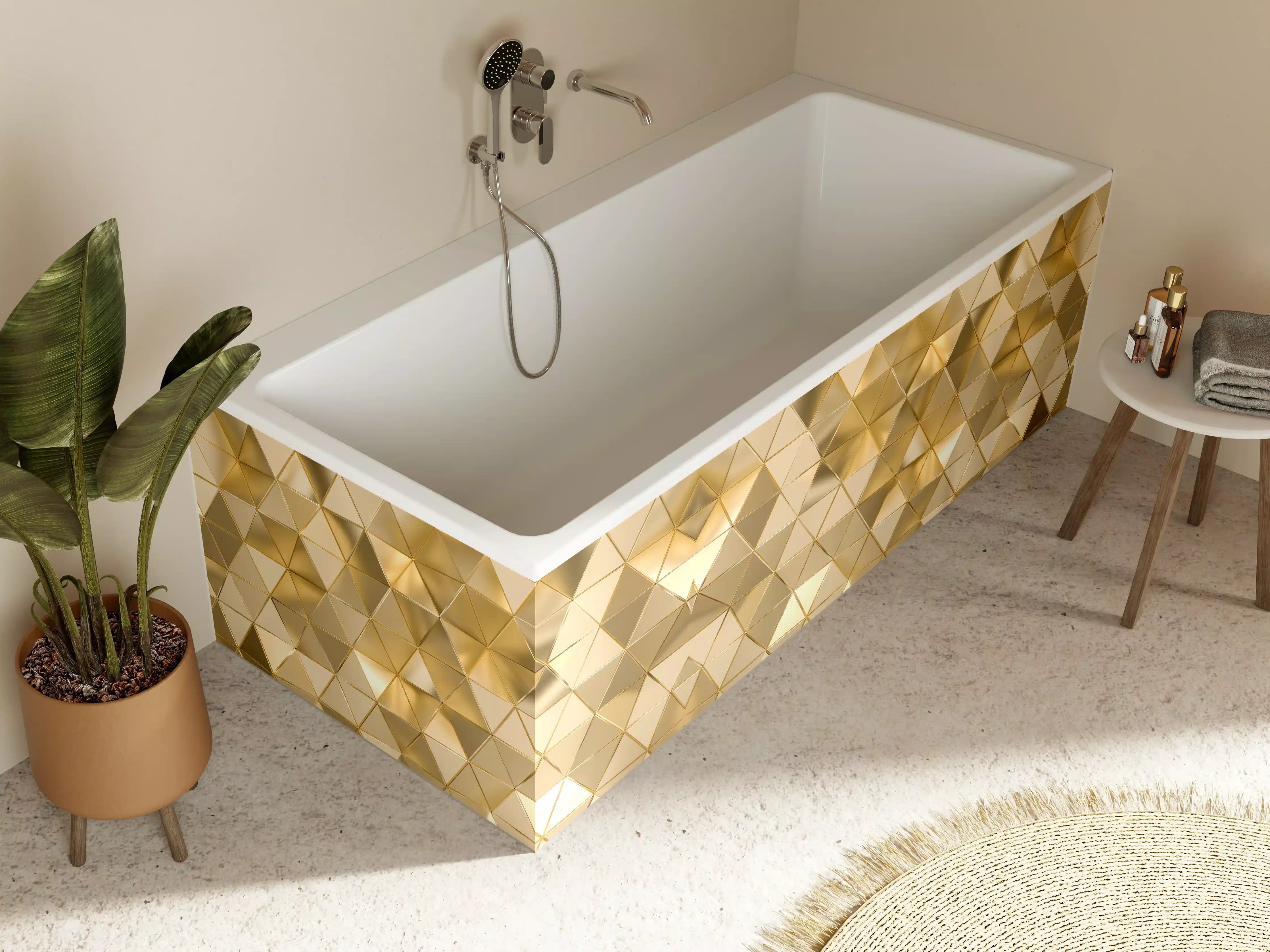 Badewannen-Rückwand - Goldenes Geometrie-Muster