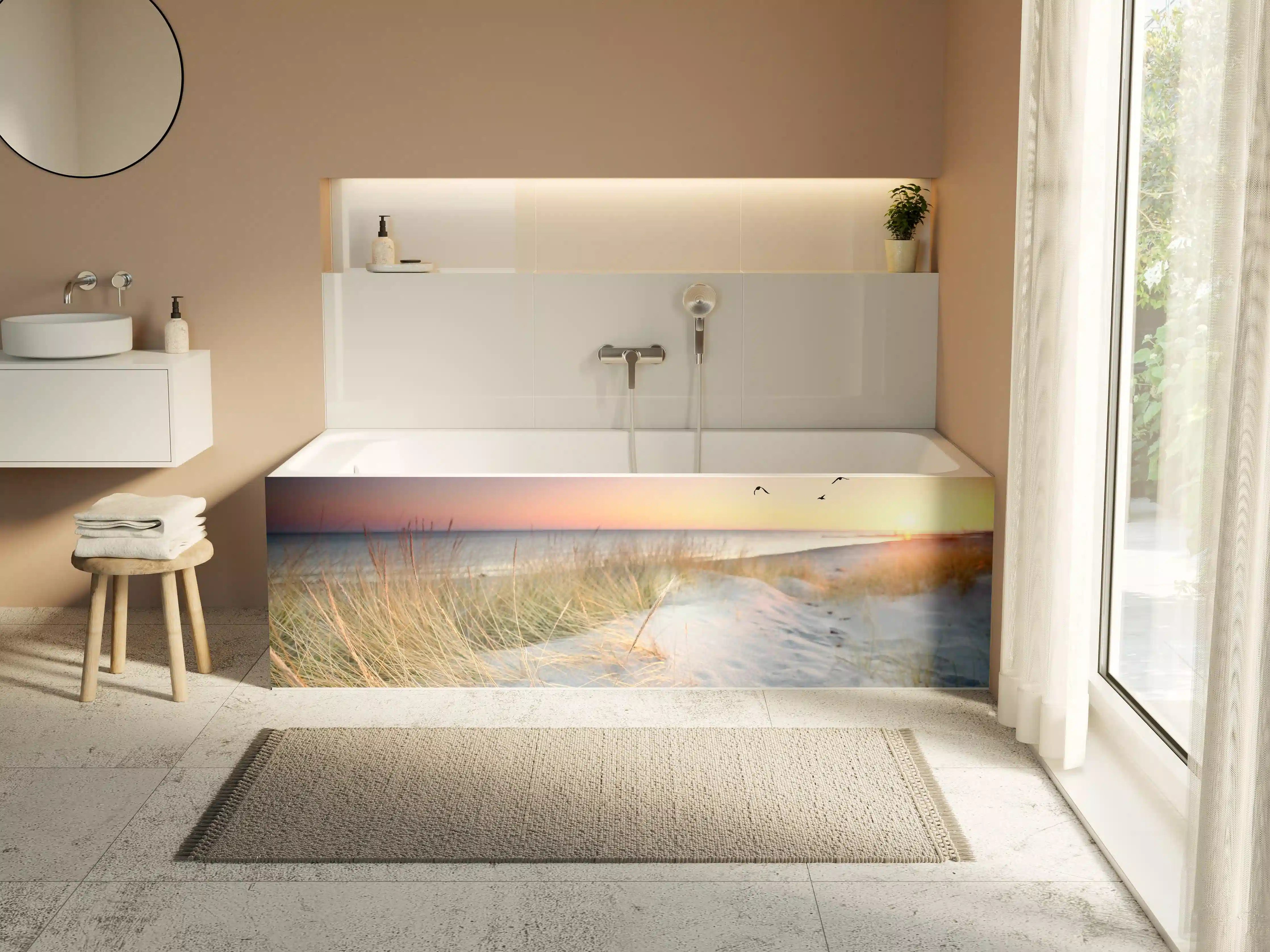 Badewannen-Rückwand - Goldenes Sonnenlicht an der Ostsee