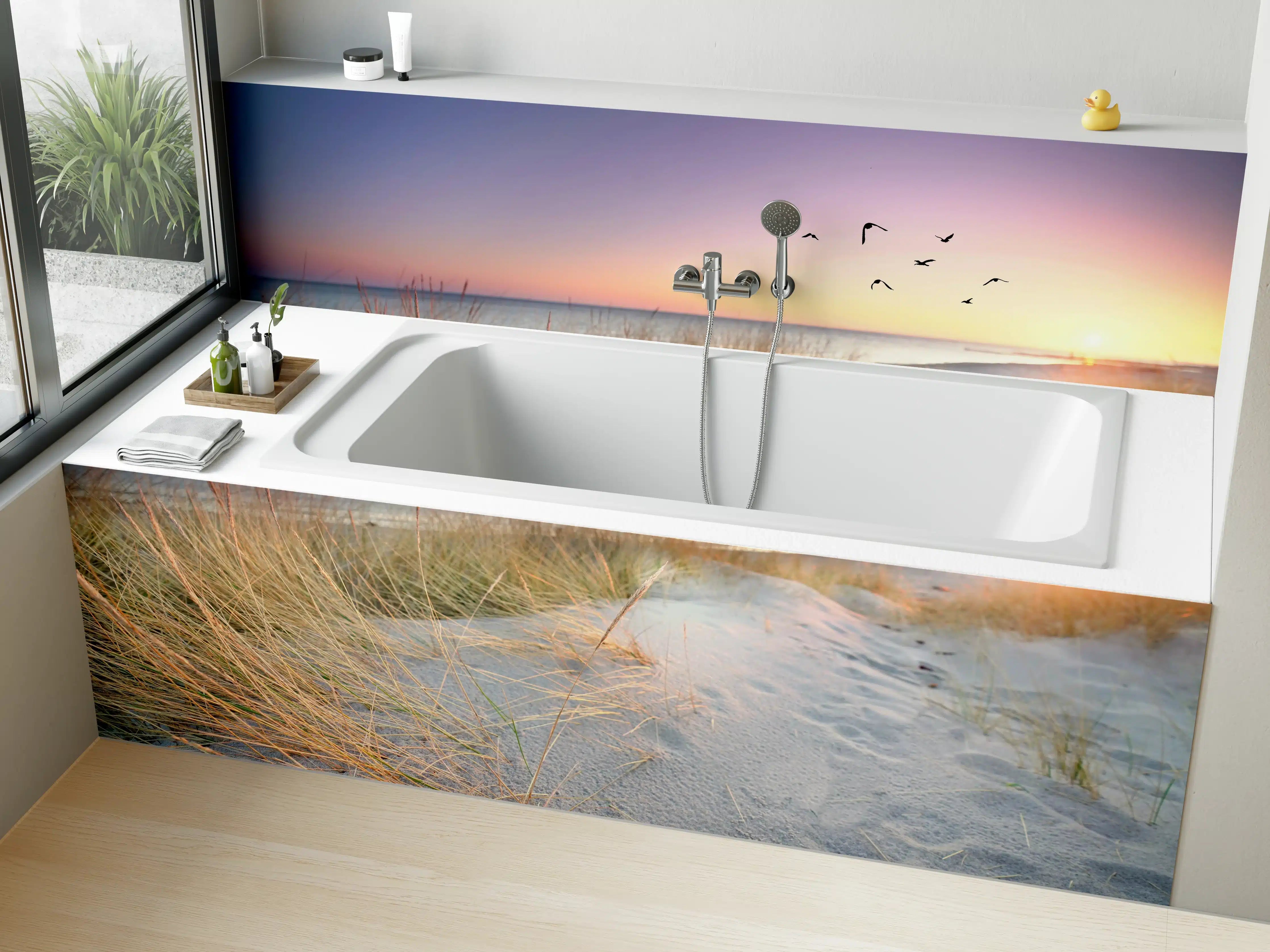 Badewannen-Rückwand - Goldenes Sonnenlicht an der Ostsee