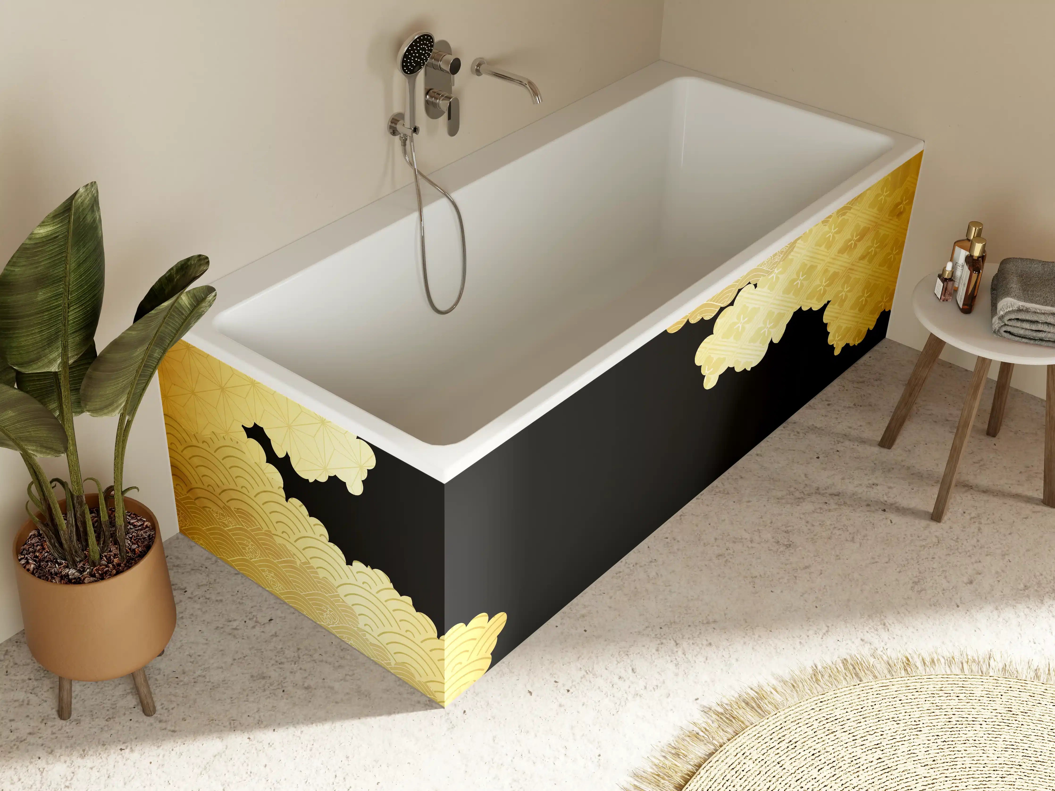 Badewannen-Rückwand - Goldenes Wolkendesign Muster