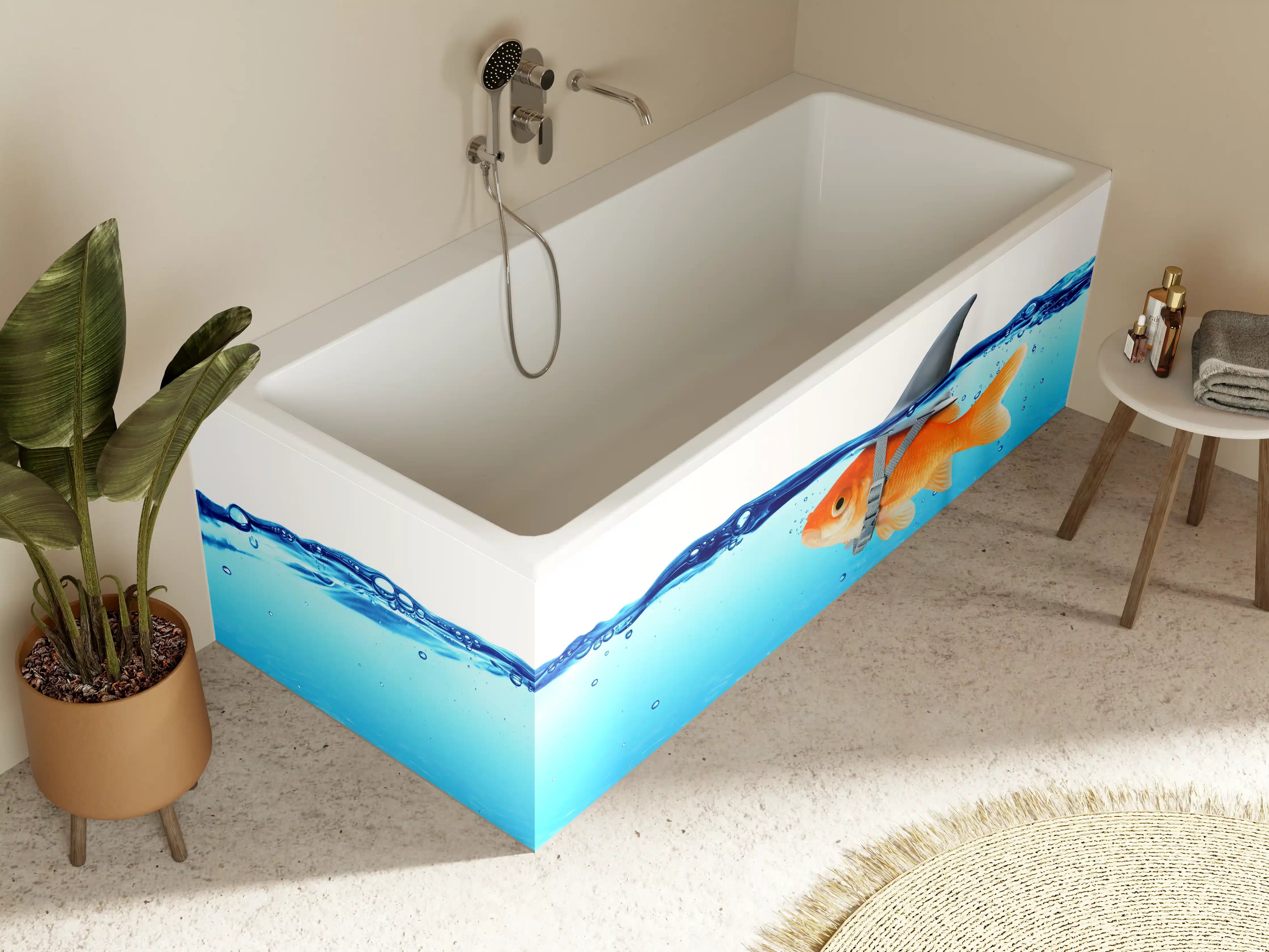 Badewannen-Rückwand - Goldfisch als Hai