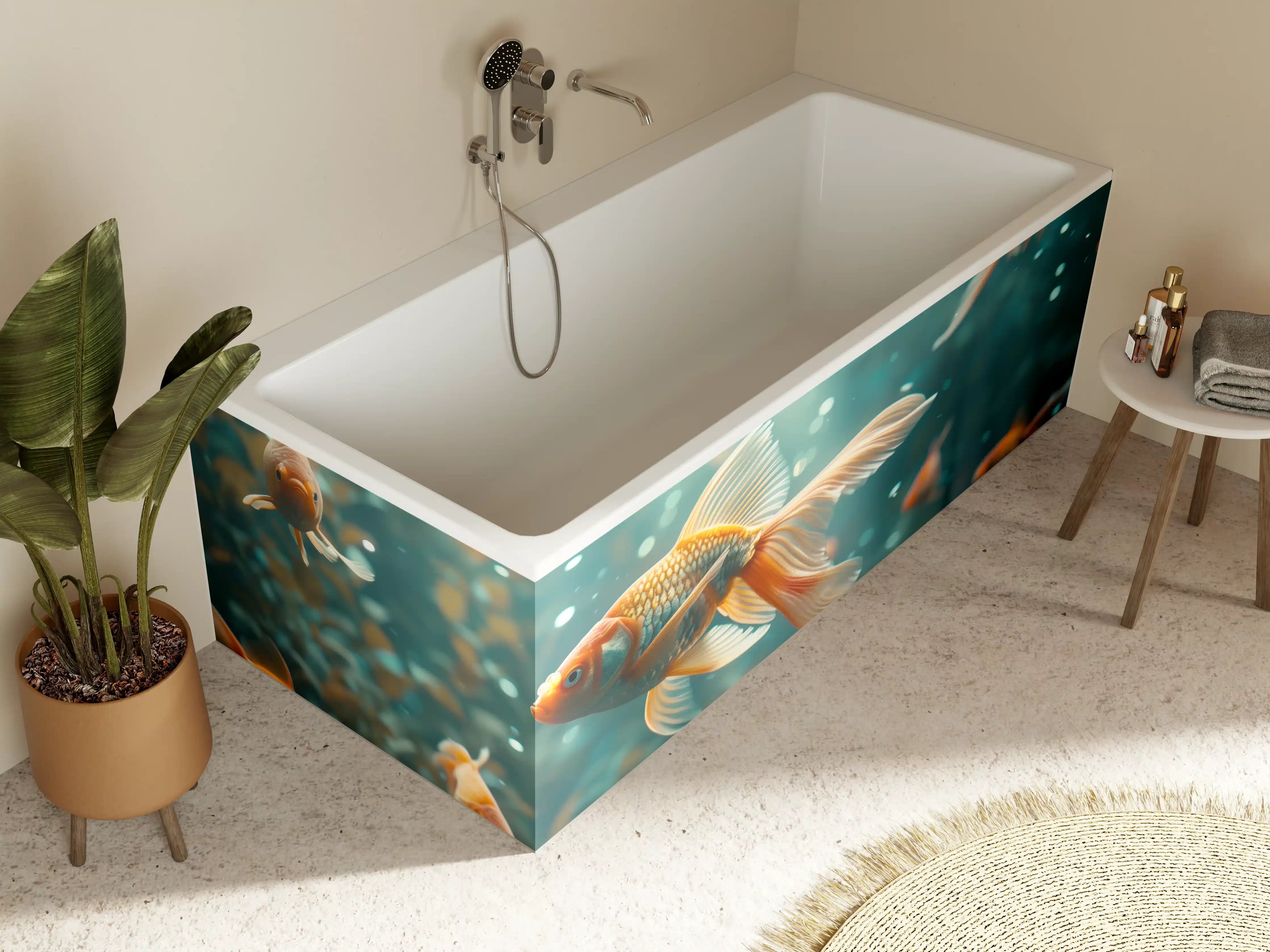 Badewannen-Rückwand - Goldfische Türkis-Orange