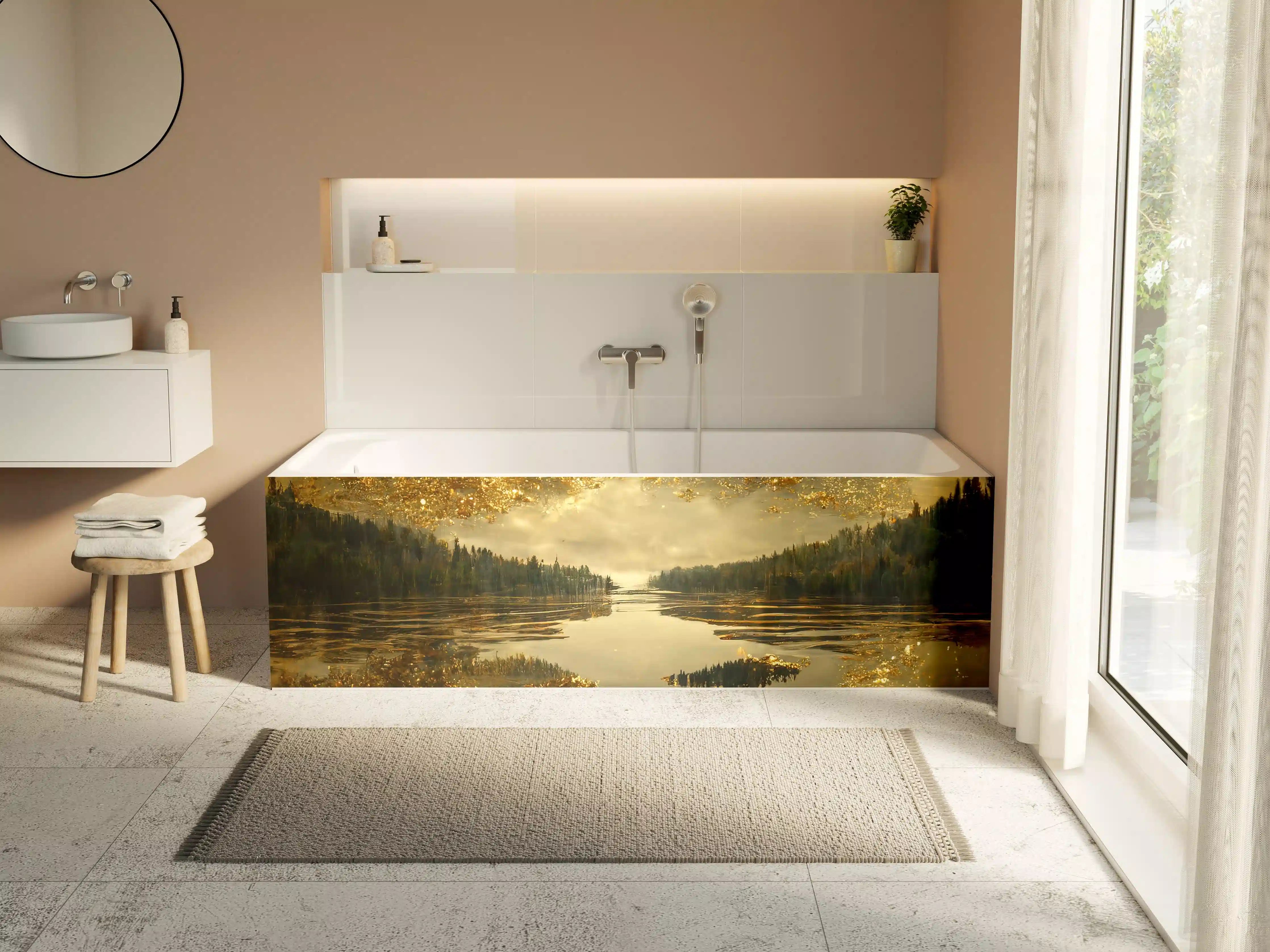 Badewannen-Rückwand - Goldstaub über Fluss