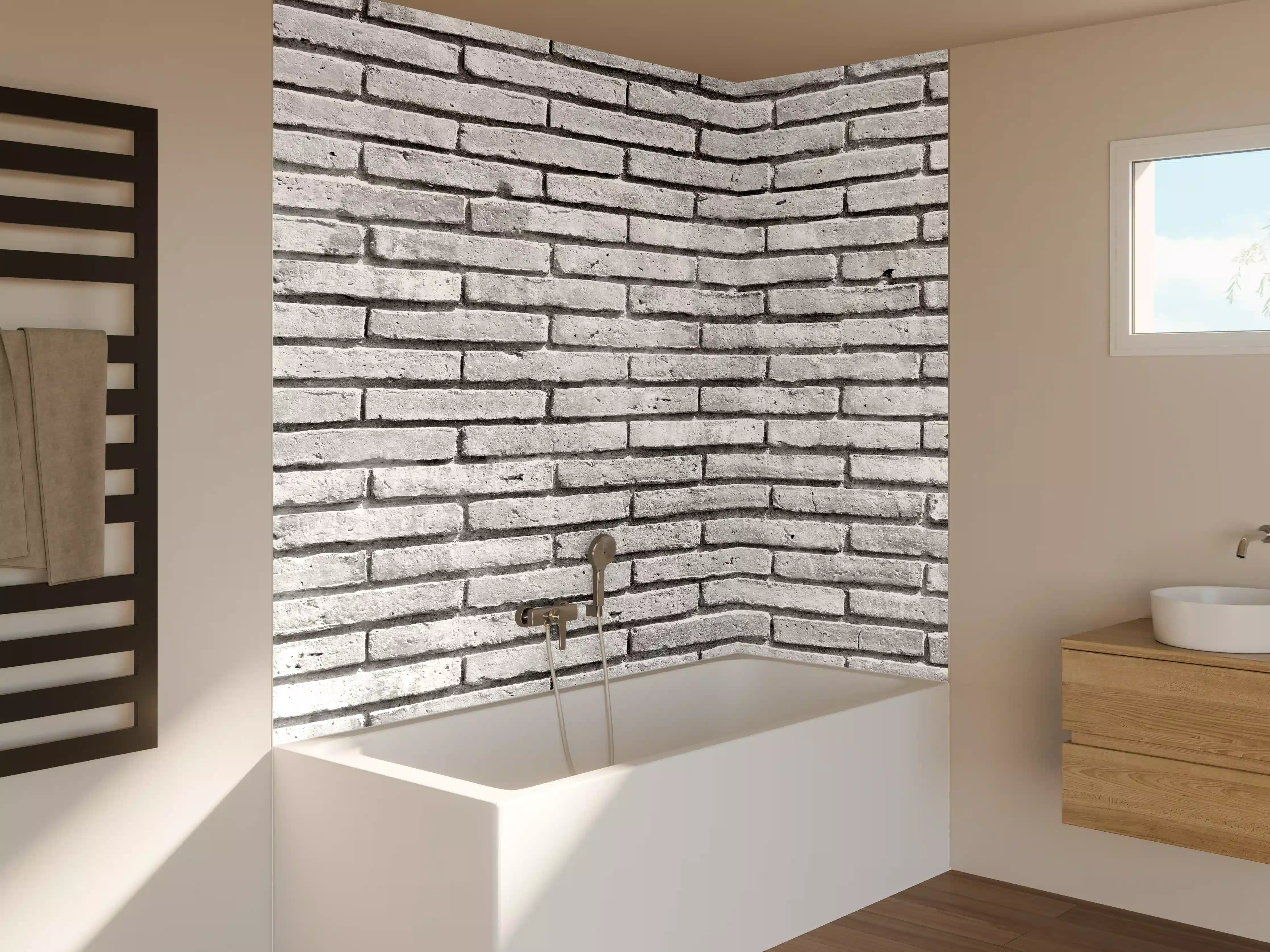 Badewannen-Rückwand - Gräuliche Grunge Steinmauer