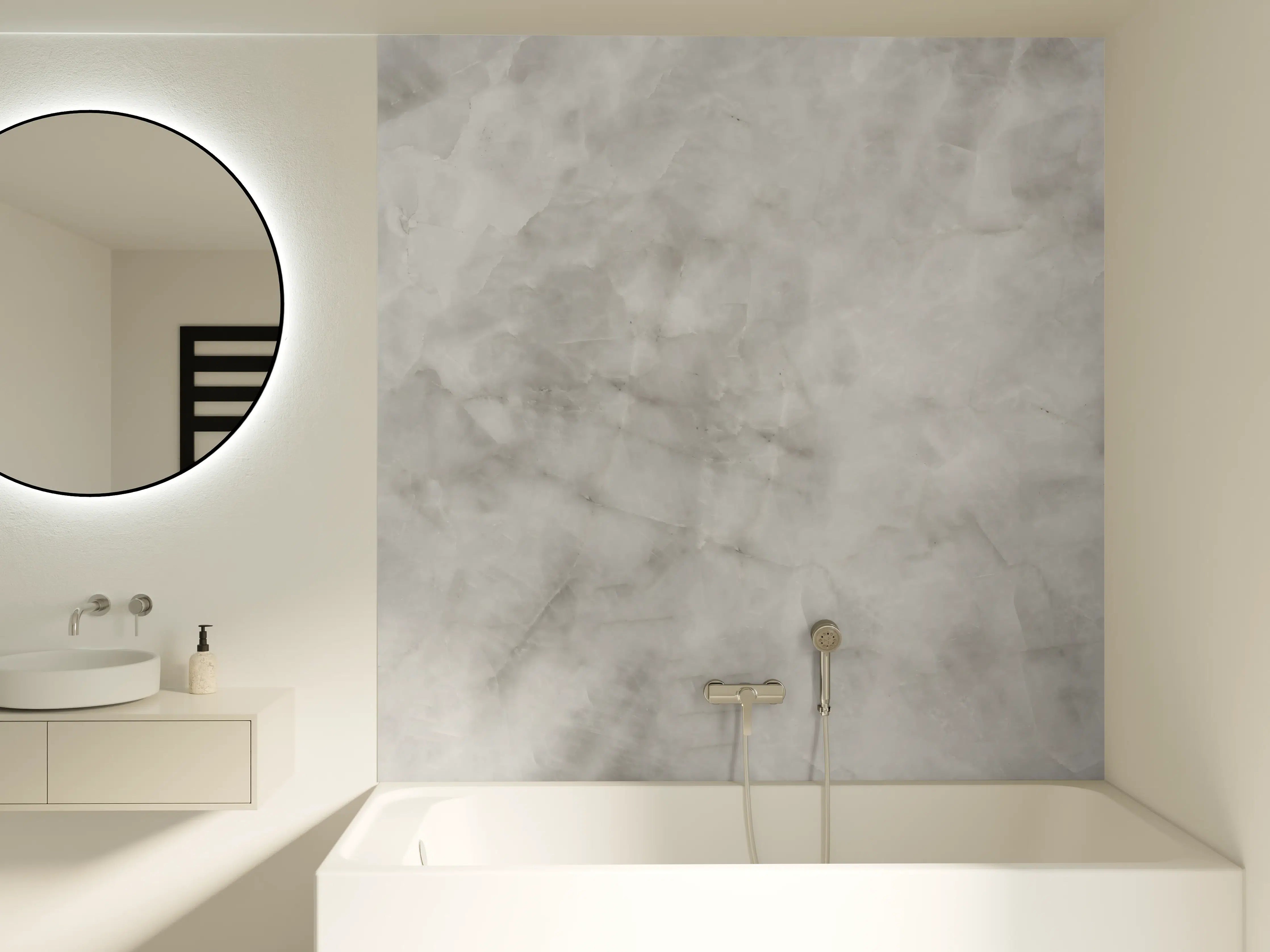 Badewannen-Rückwand - Gräuliche Marmor Textur