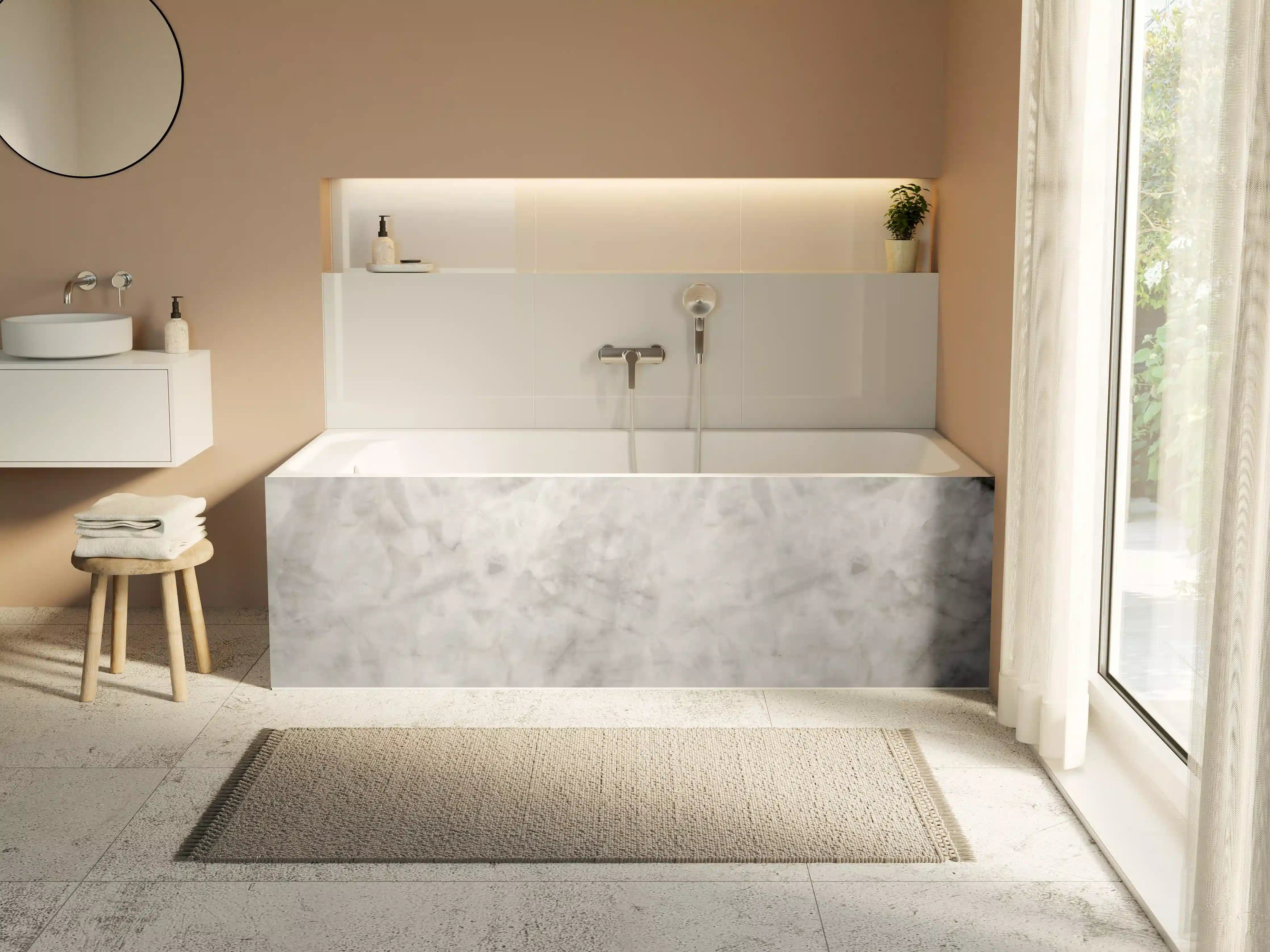 Badewannen-Rückwand - Gräuliche Marmor Textur