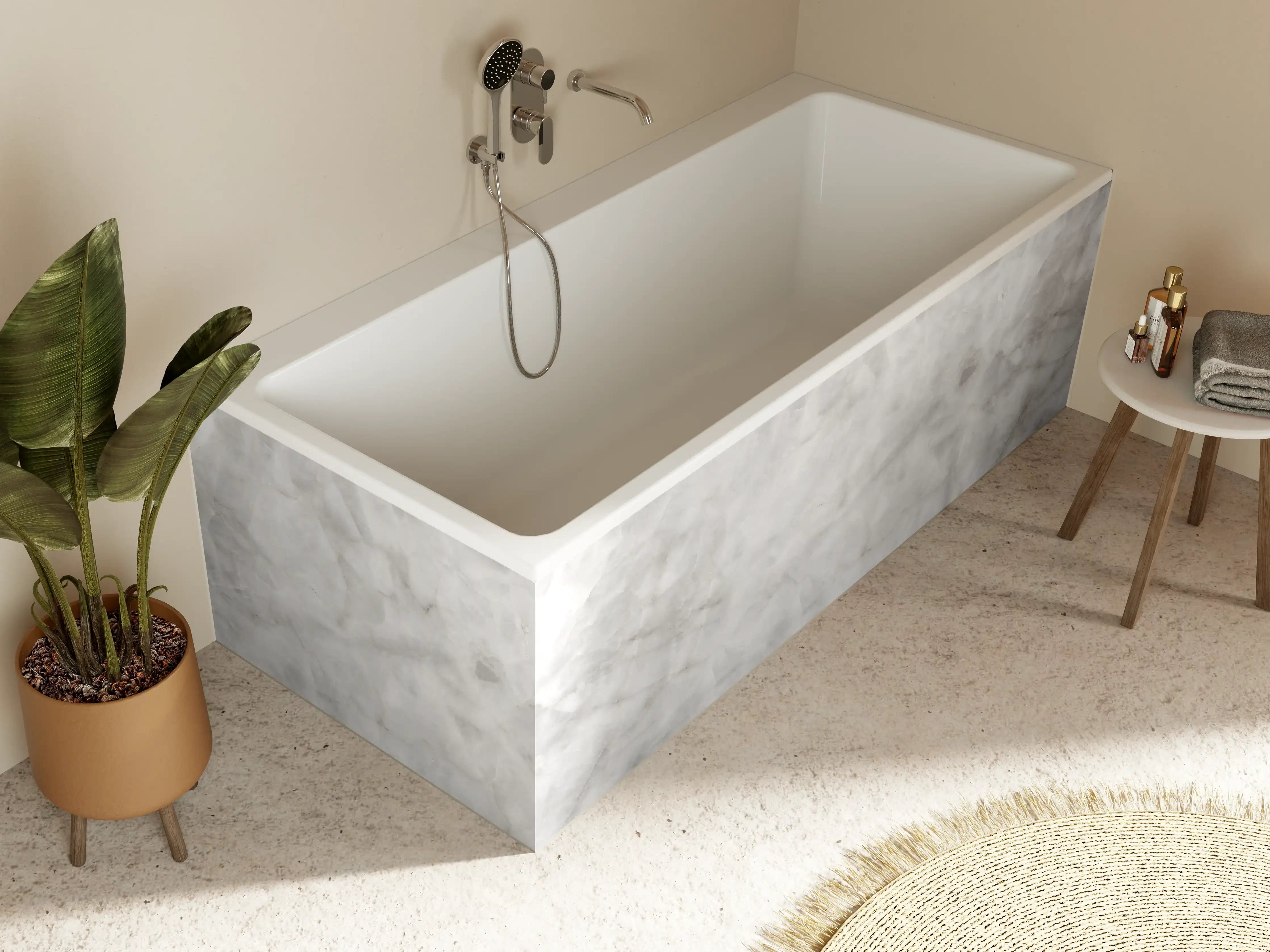 Badewannen-Rückwand - Gräuliche Marmor Textur