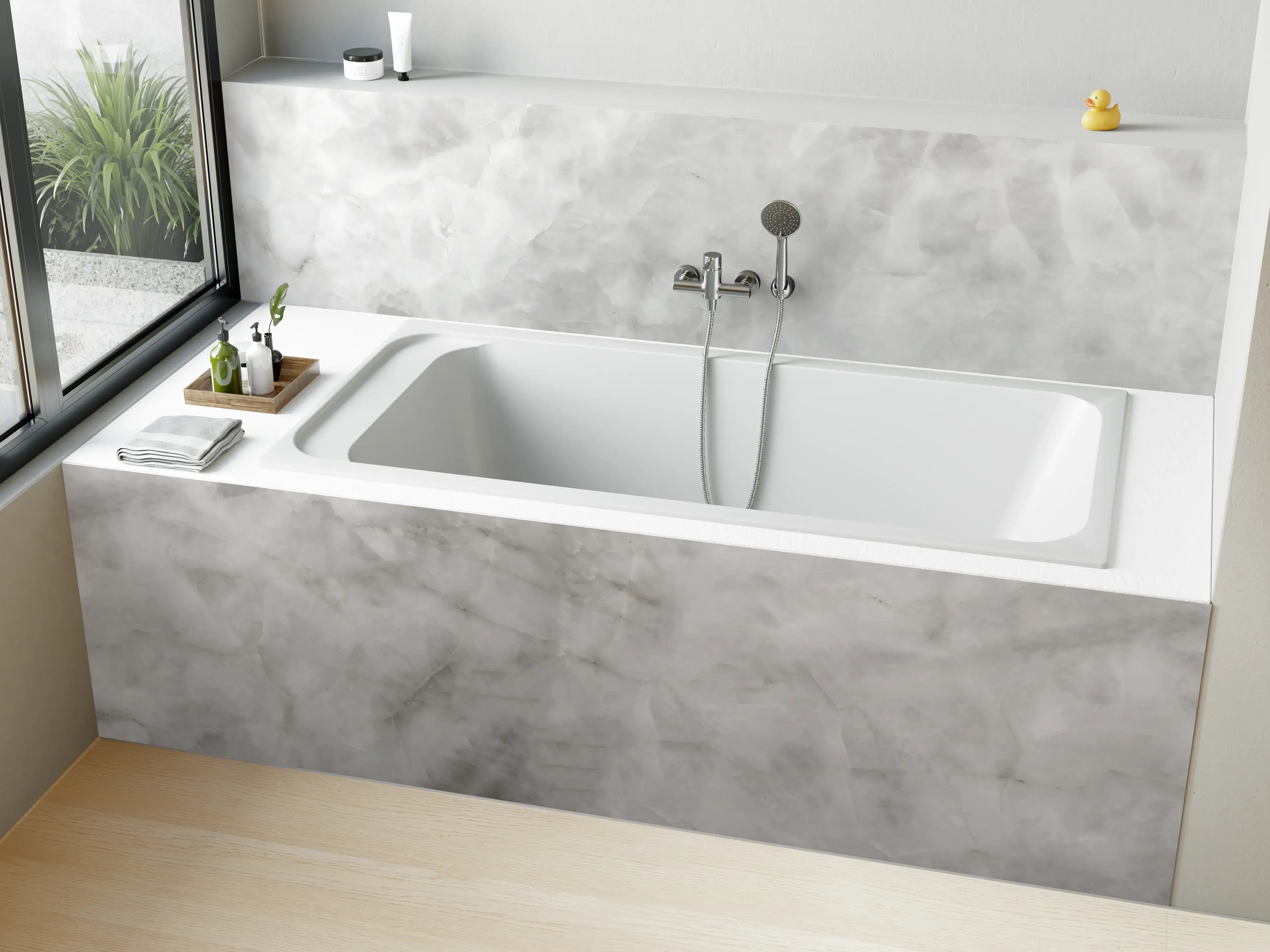 Badewannen-Rückwand - Gräuliche Marmor Textur