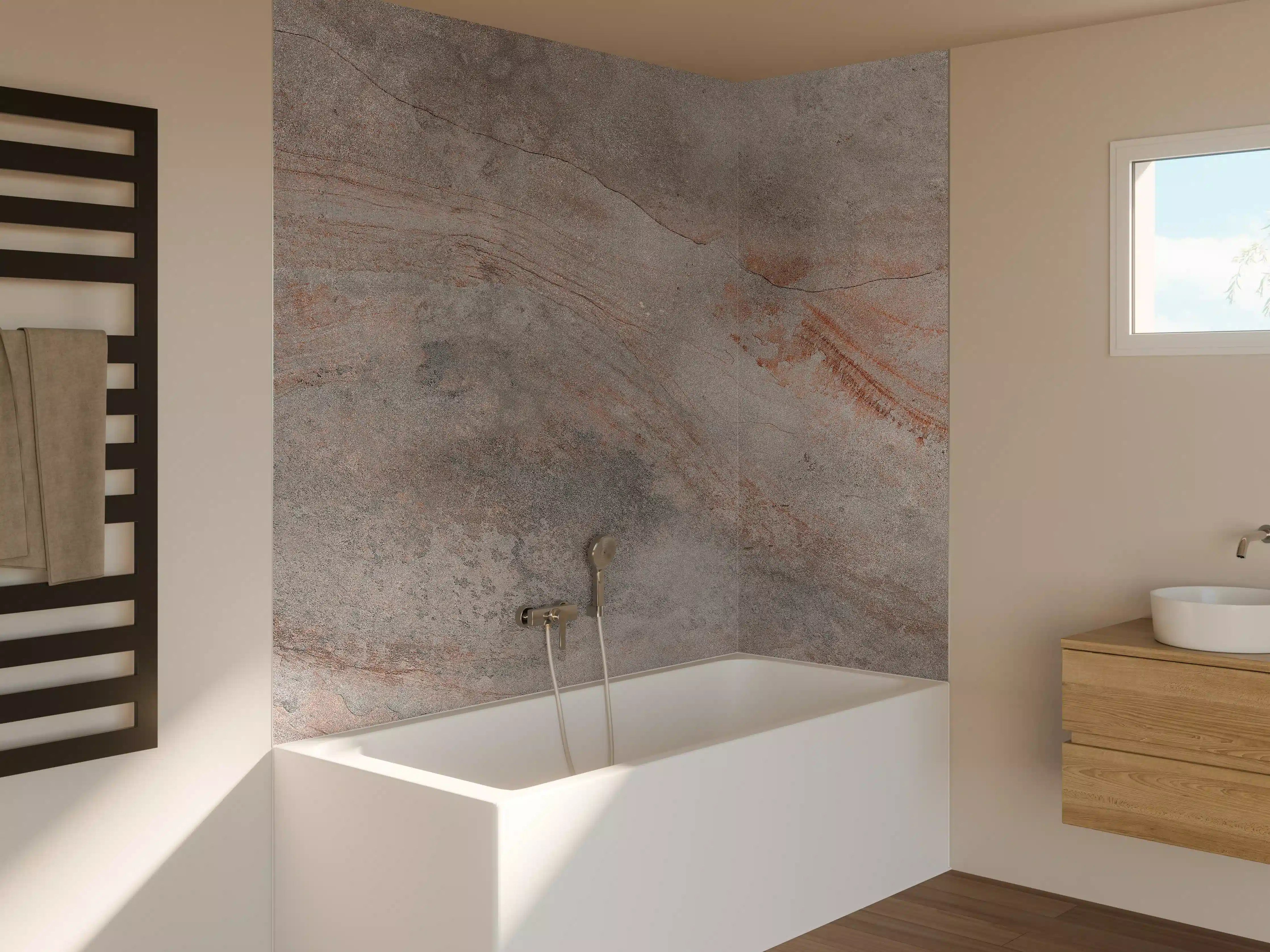 Badewannen-Rückwand - Gräuliche Vintage Marmor Textur
