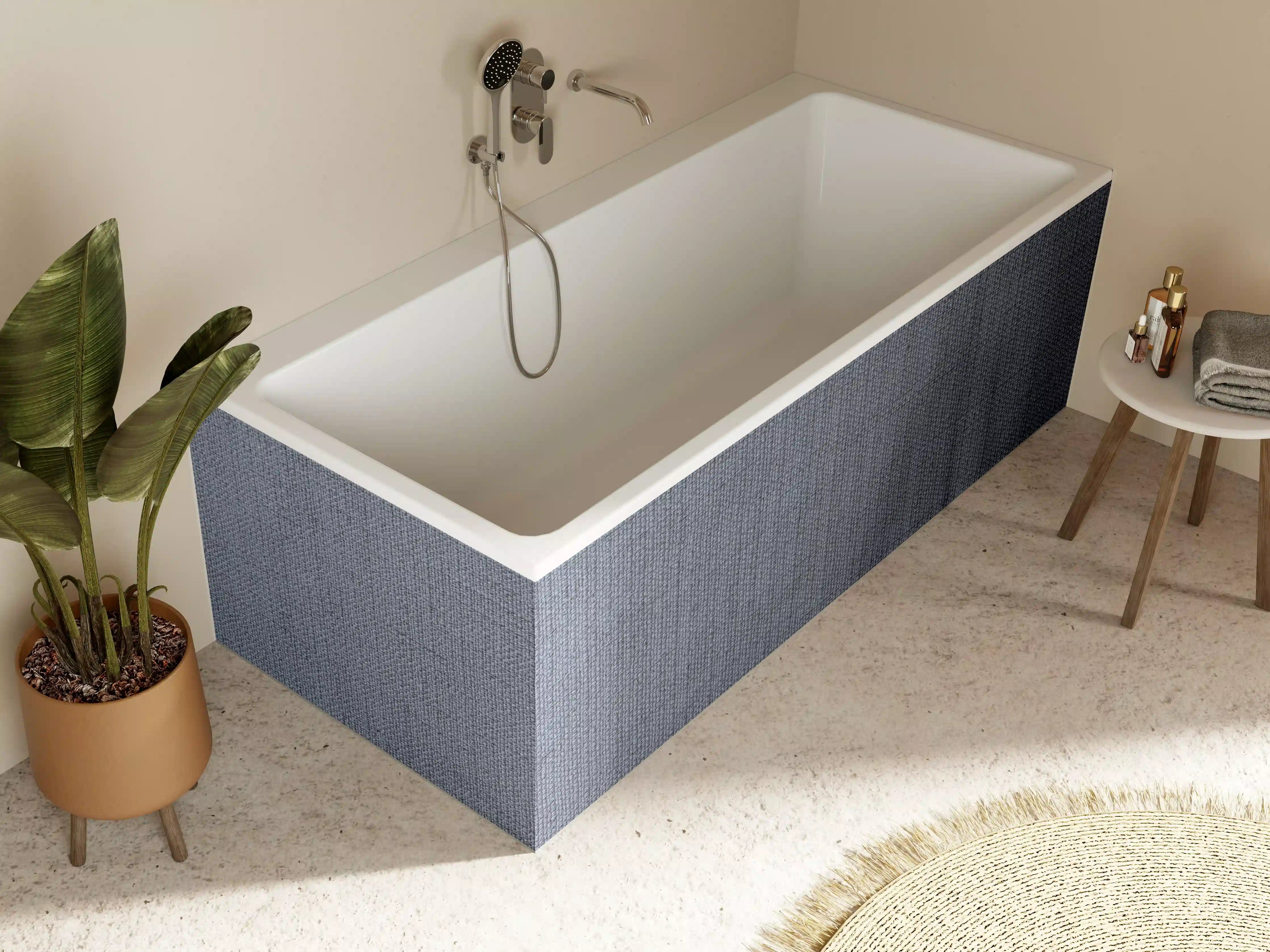 Badewannen-Rückwand - Gräulicher gewebter Stoff 