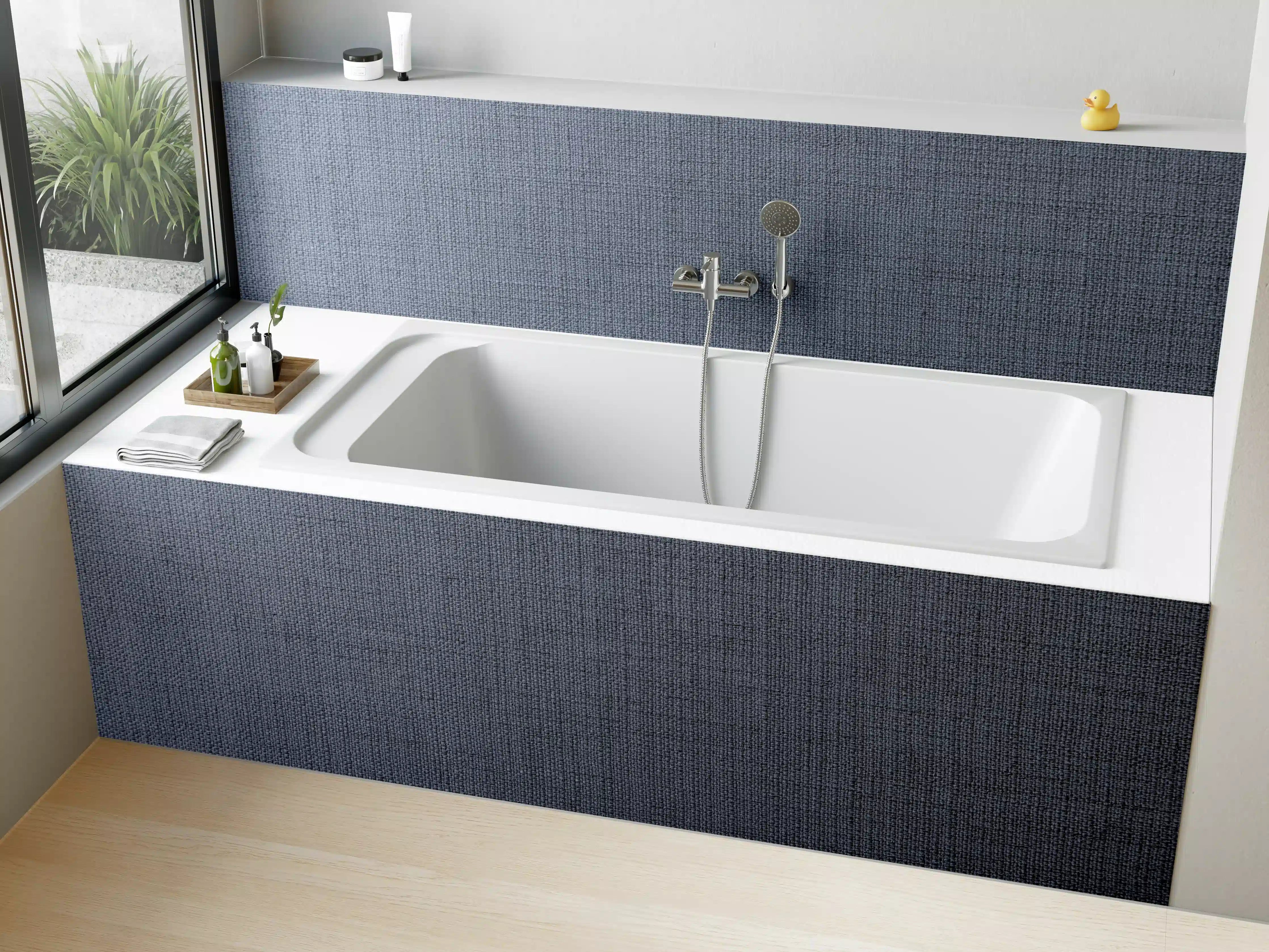 Badewannen-Rückwand - Gräulicher gewebter Stoff 