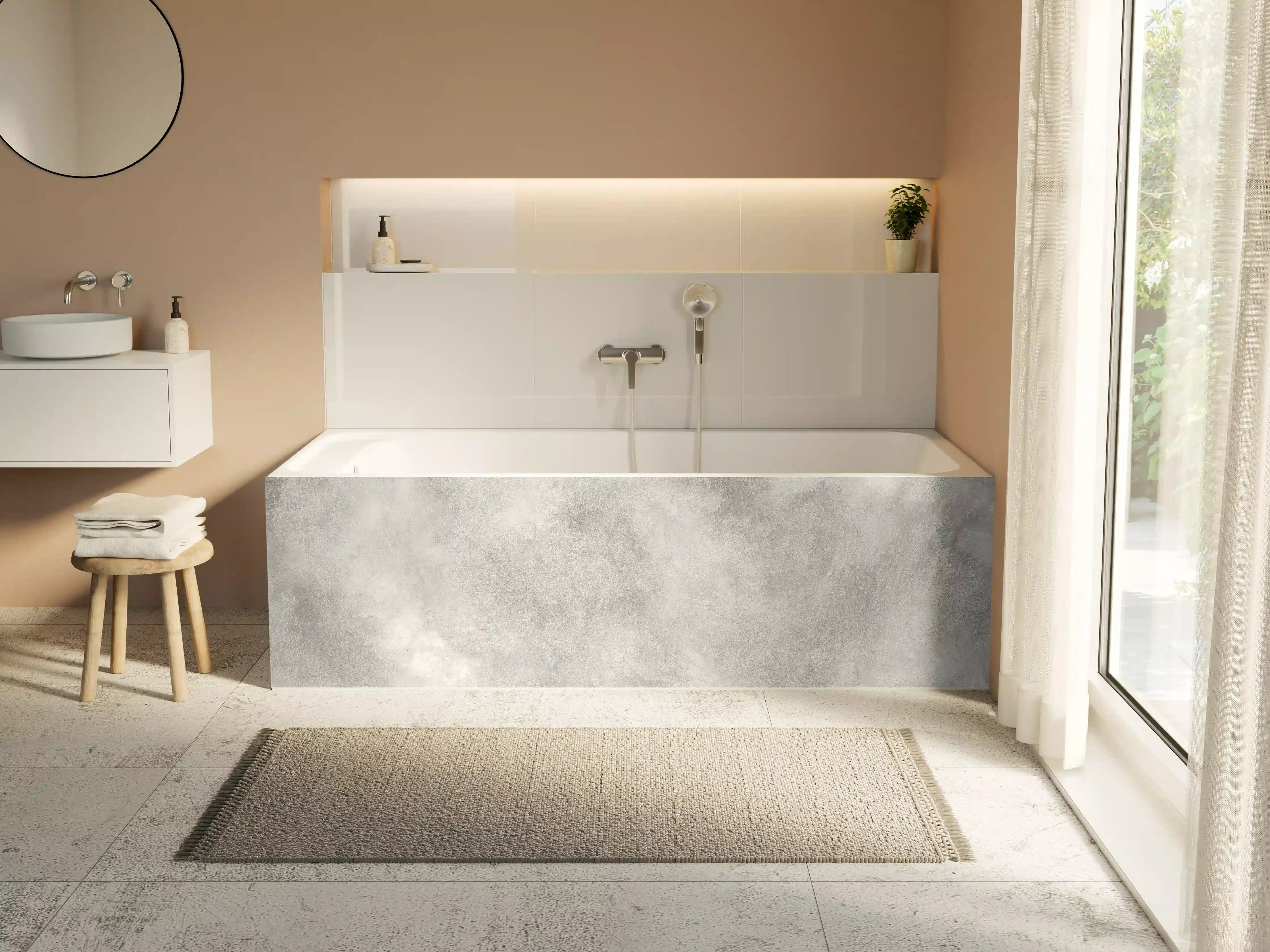 Badewannen-Rückwand - Gräuliches Marmor Design